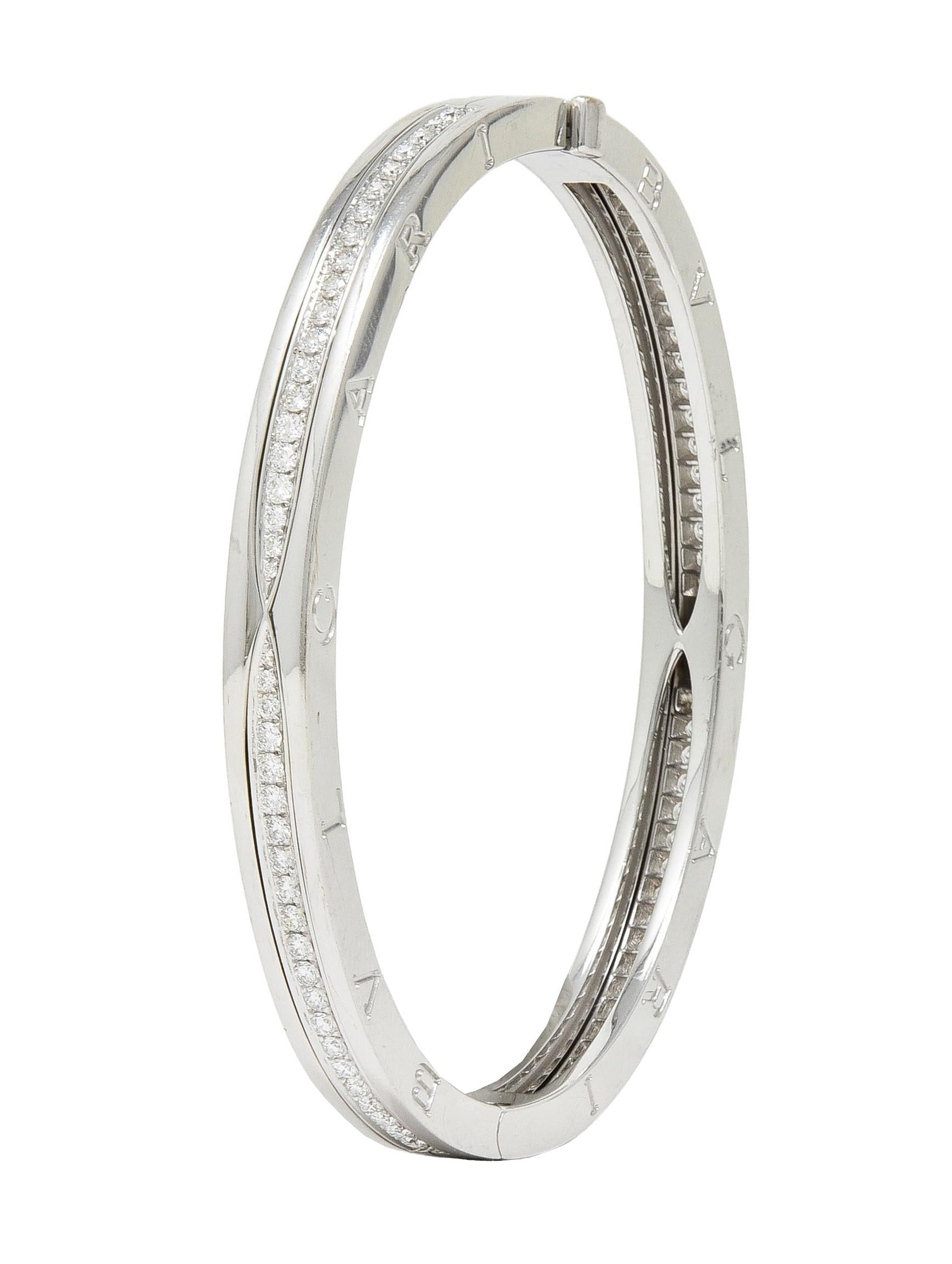 Bulgari Contemporary 1.44 CTW Diamond 18 Karat White Gold BZero1 Bangle Bracelet