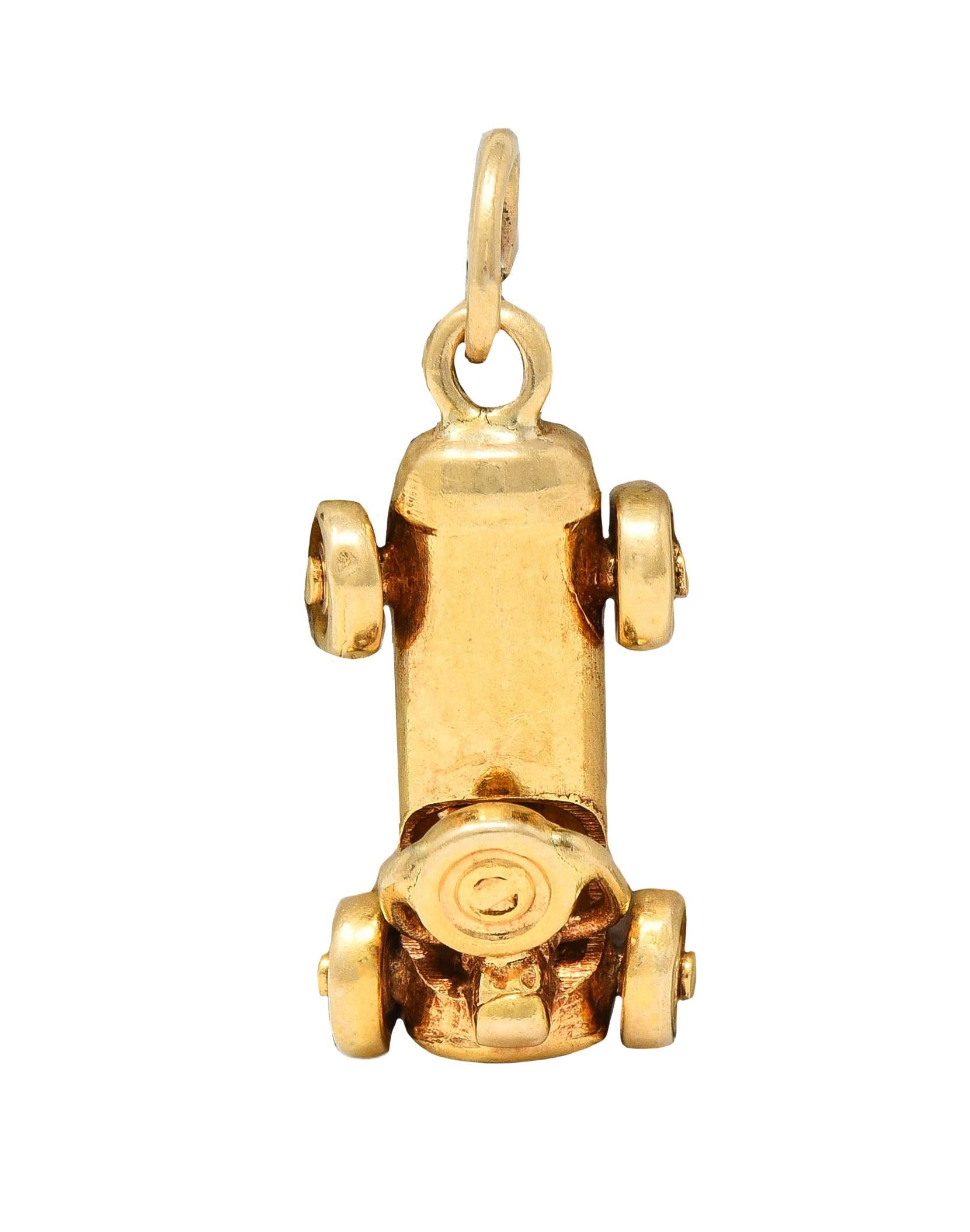 Art Deco 14 Karat Yellow Gold Antique Soapbox Derby Charm