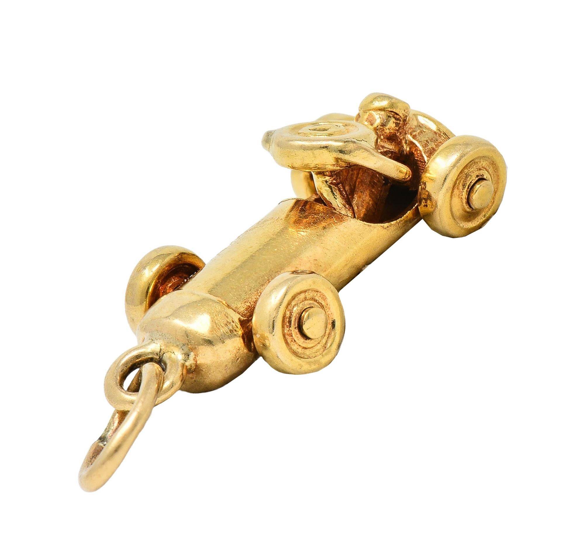 Art Deco 14 Karat Yellow Gold Antique Soapbox Derby Charm