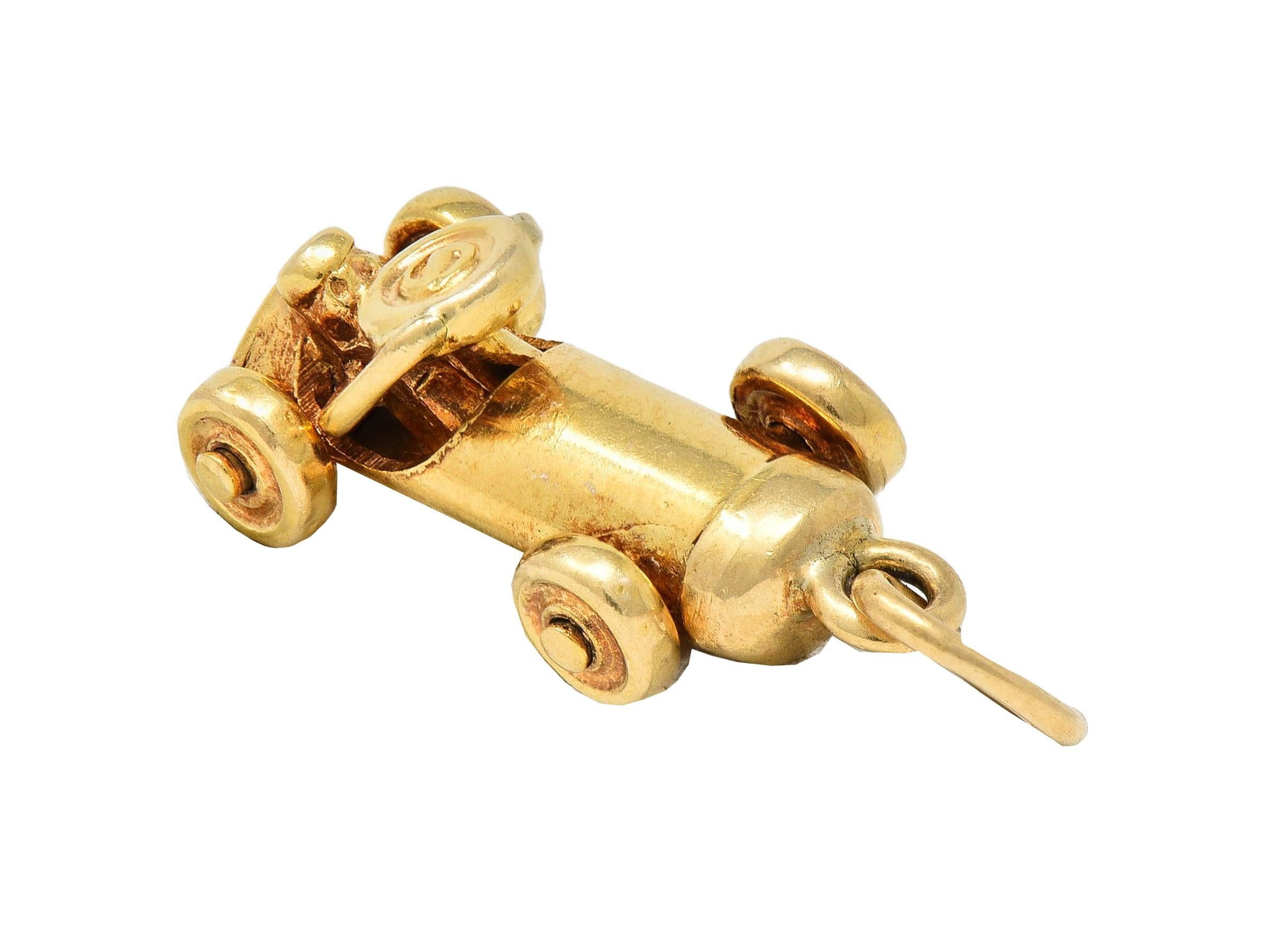 Art Deco 14 Karat Yellow Gold Antique Soapbox Derby Charm