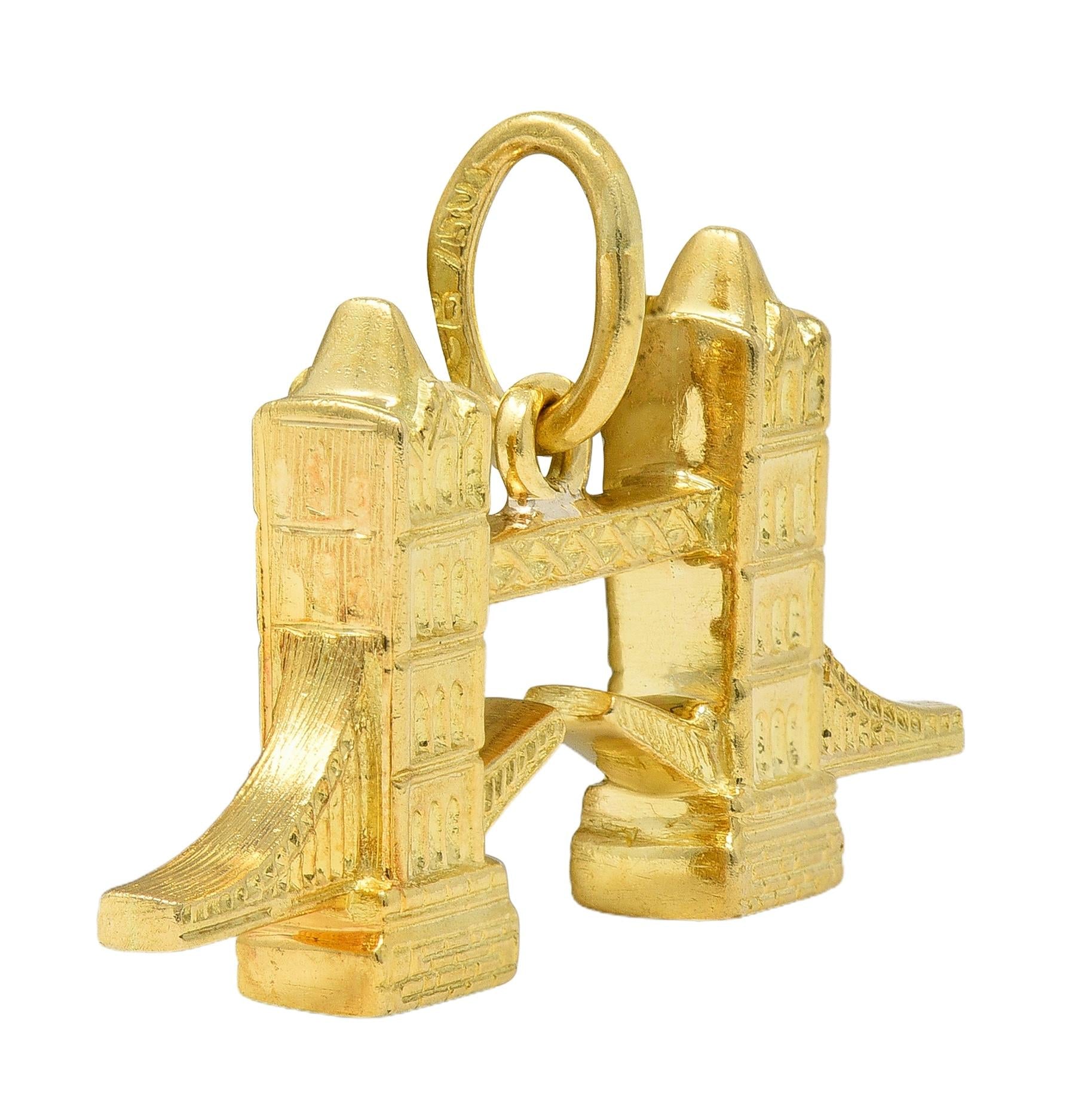 1960's 18 Karat Yellow Gold Vintage Tower Bridge Pendant Charm
