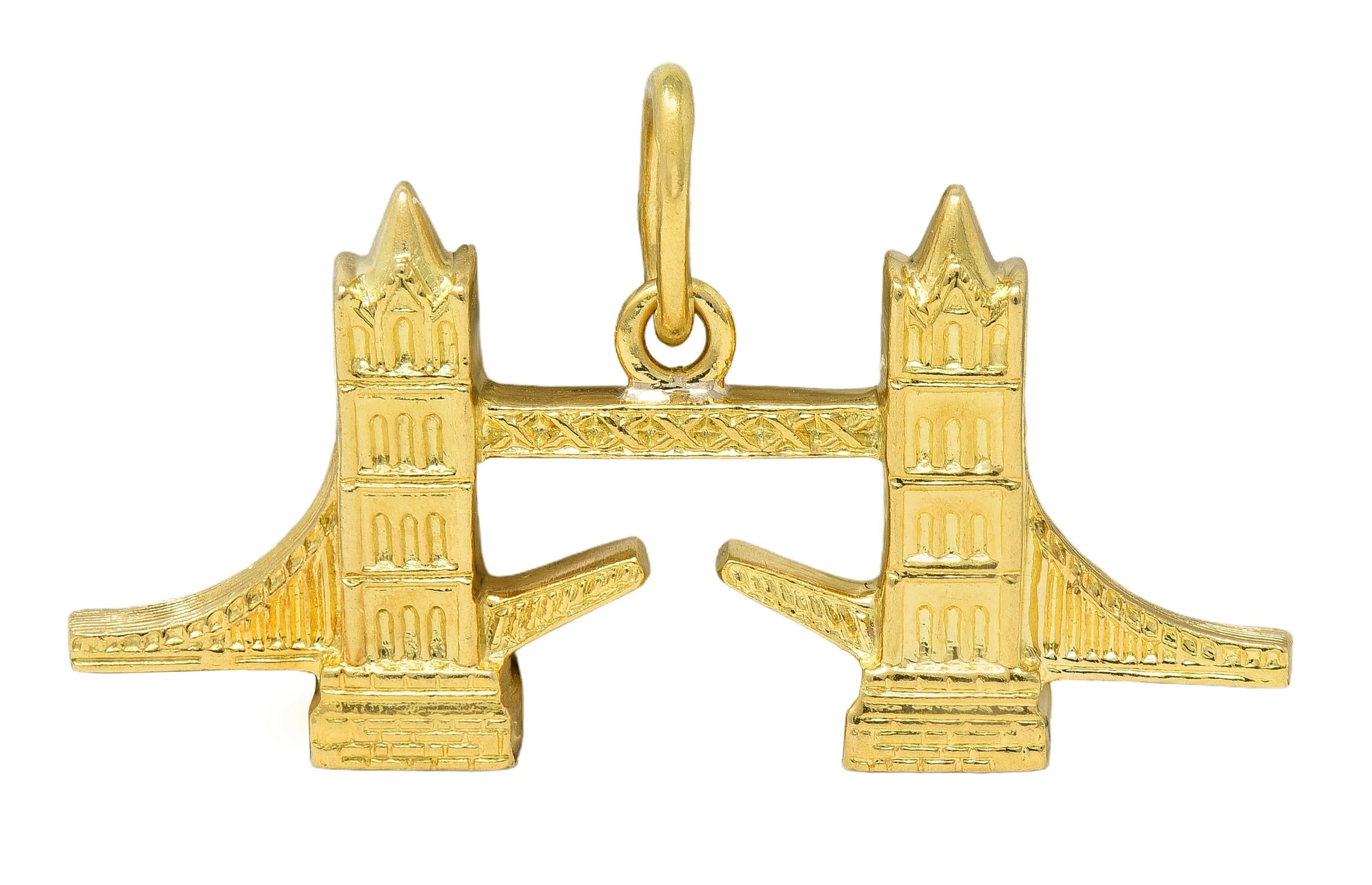 1960's 18 Karat Yellow Gold Vintage Tower Bridge Pendant Charm