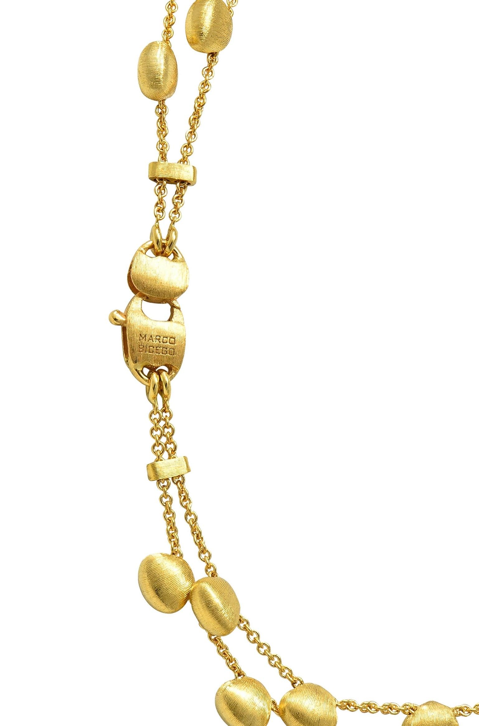 Marco Bicego Multi-Gem Diamond 18 Karat Two-Tone Gold Paradise Lariat Necklace