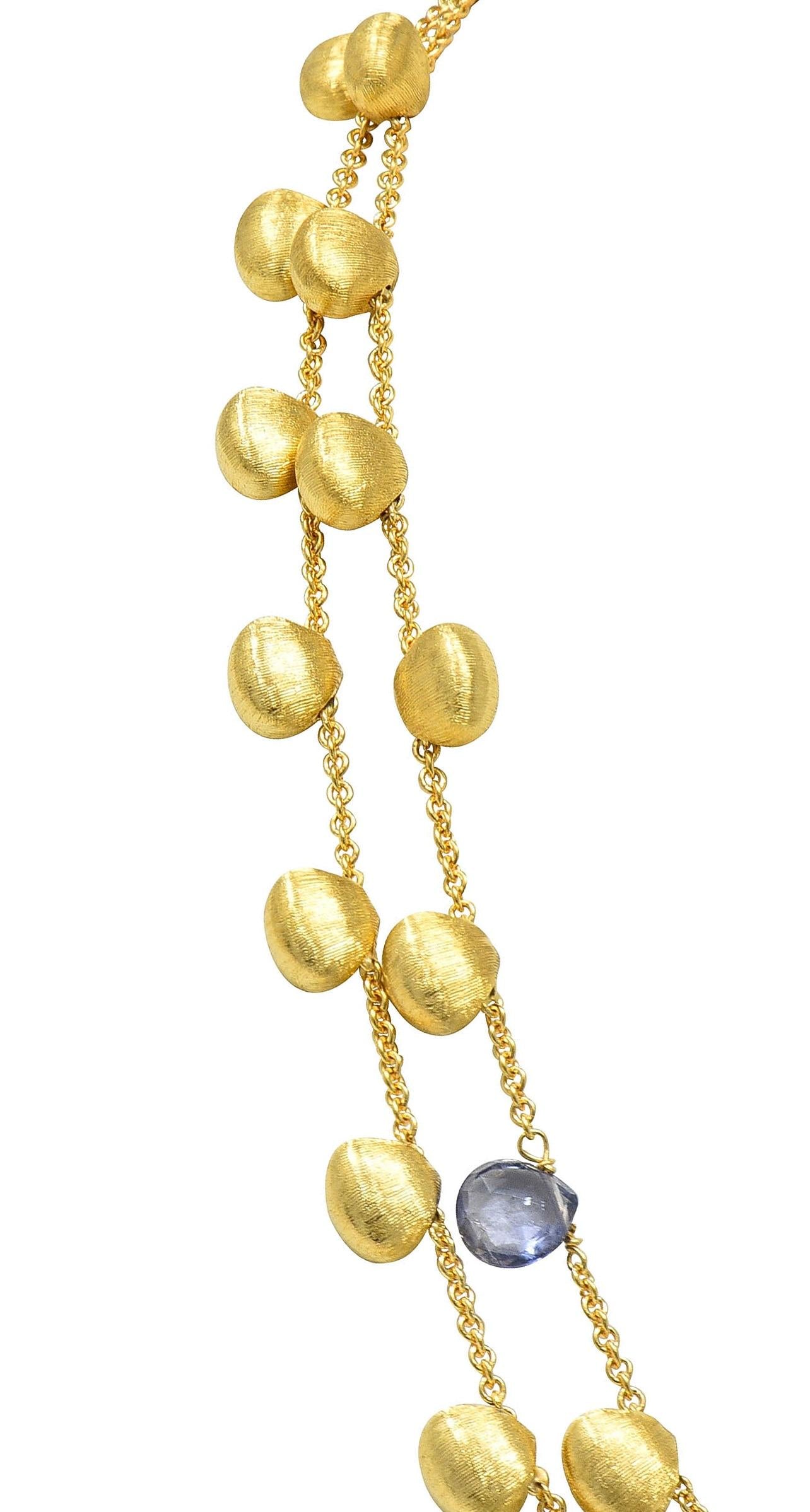 Marco Bicego Multi-Gem Diamond 18 Karat Two-Tone Gold Paradise Lariat Necklace