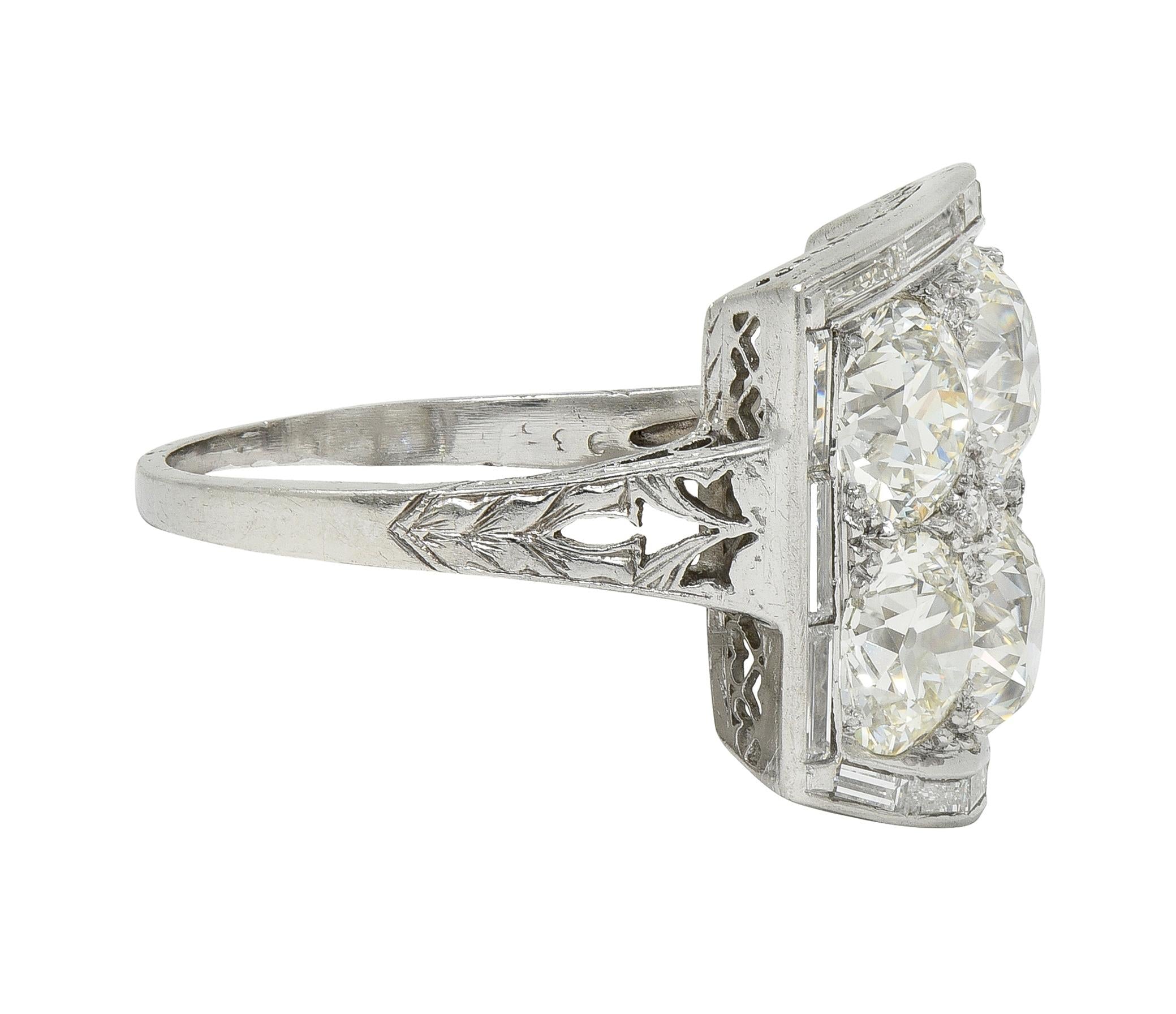 Art Deco Old European Cut Diamond 9.00 CTW Platinum Antique Heart Cluster Ring