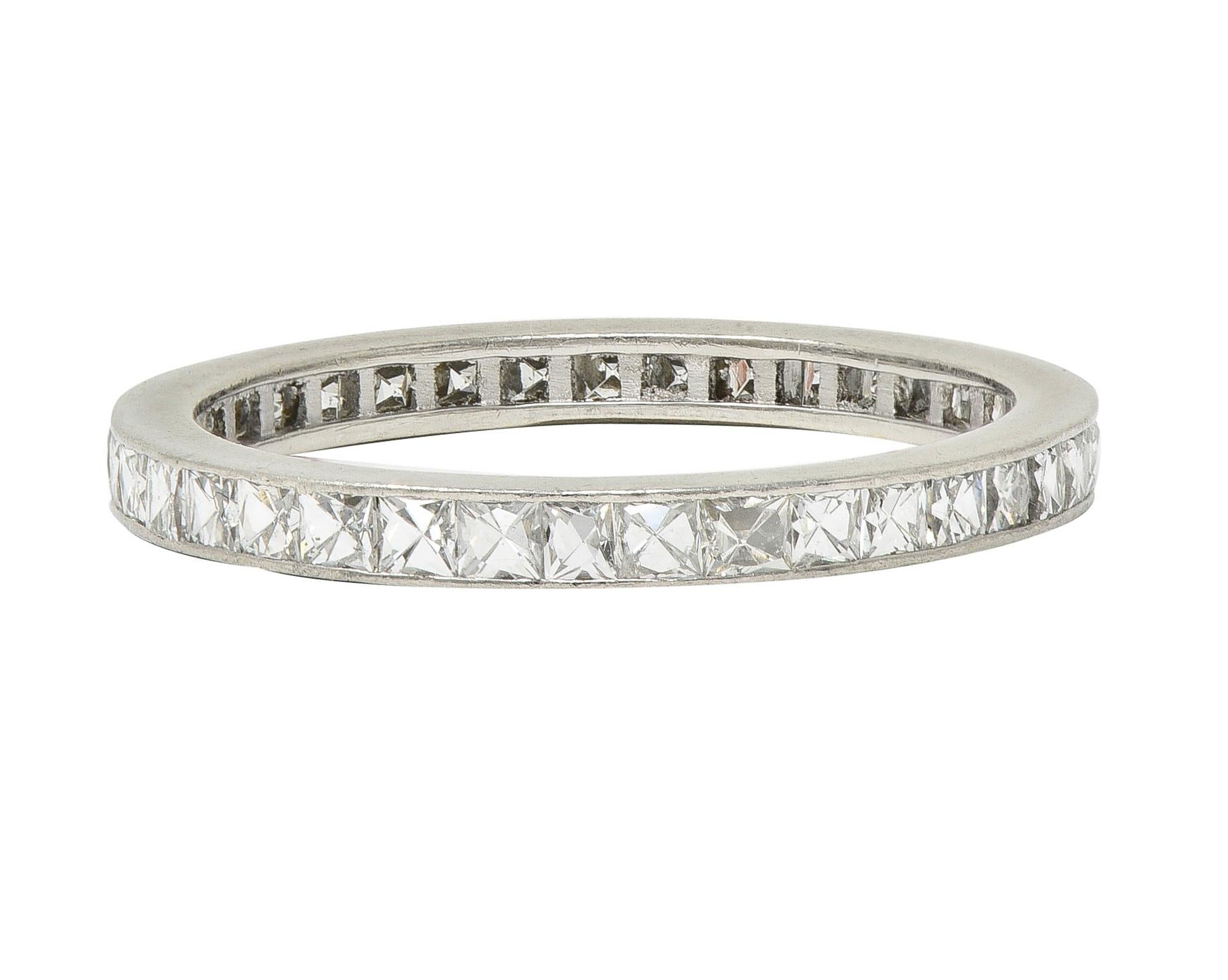 Art Deco 1.52 CTW French Cut Diamond Platinum Vintage Eternity Band Ring