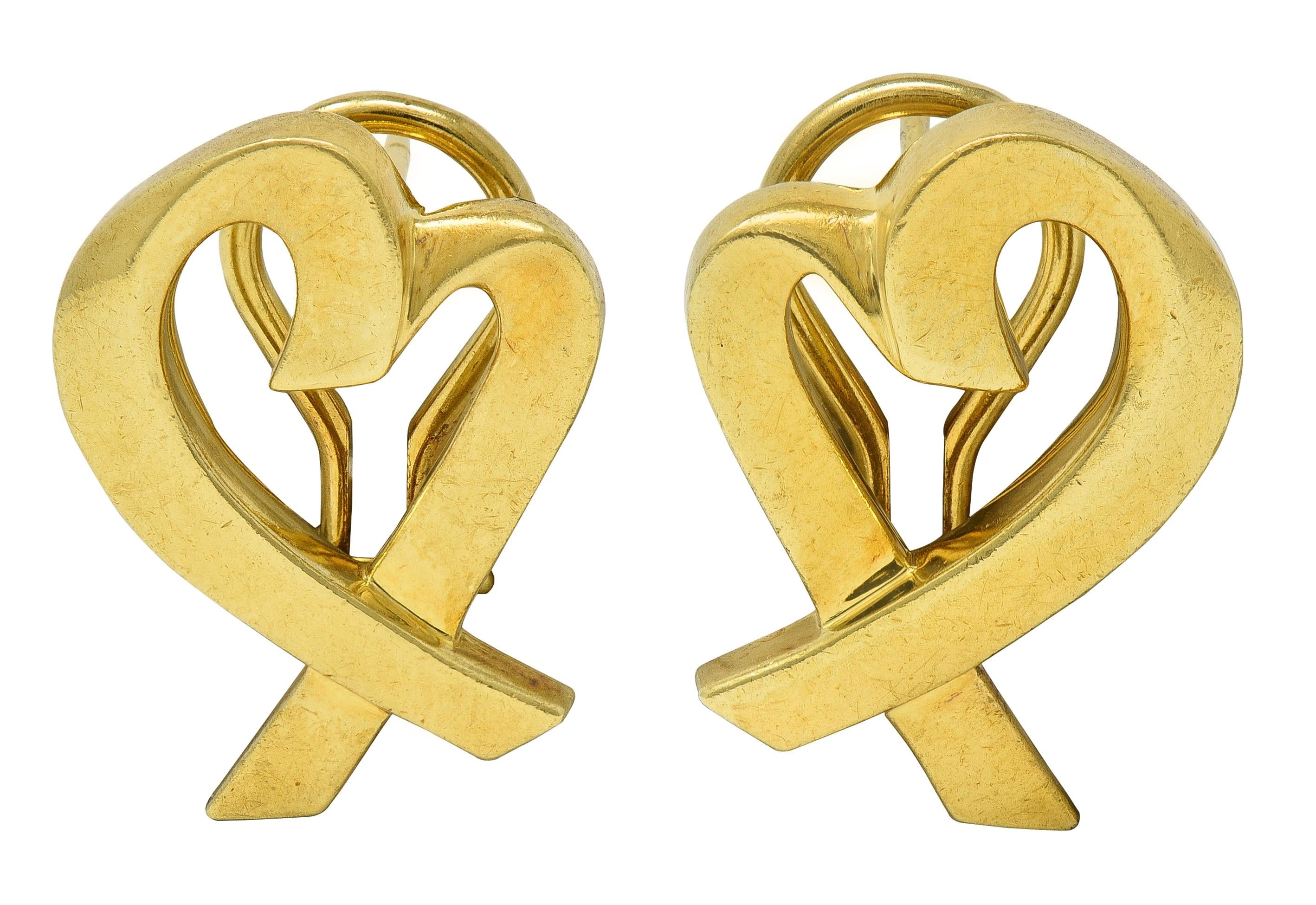 Paloma Picasso Tiffany & Co. 1990's 18K Gold Vintage Loving Heart Earrings