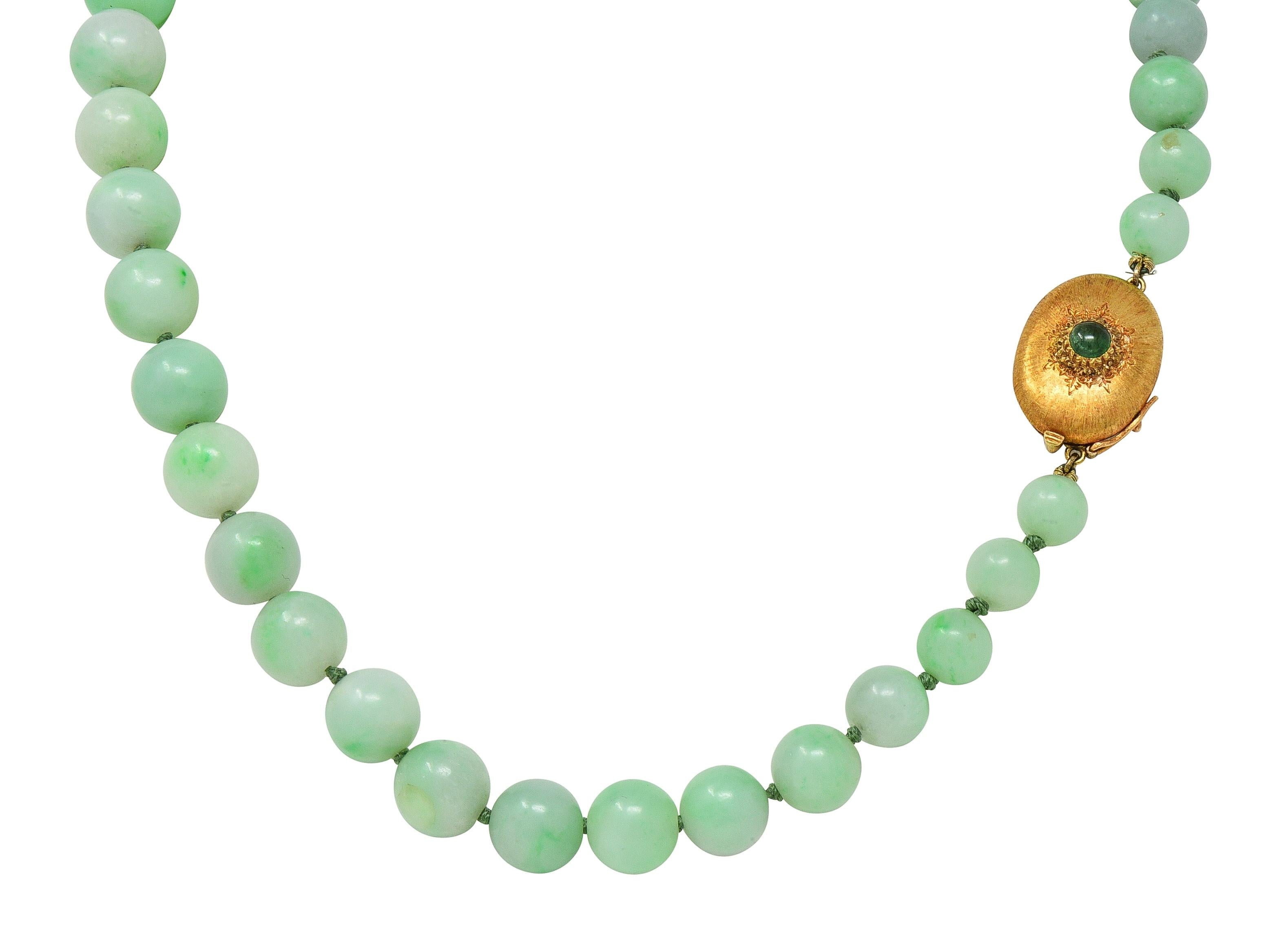 Buccellati 1976 Jade Emerald 18 Karat Yellow Gold Vintage Beaded Strand Necklace
