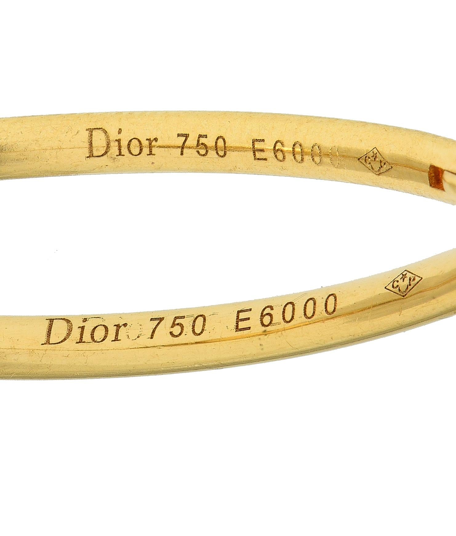 Dior French 18 Karat Yellow Gold Vintage Cœur Léger Heart Charm Hoop Earrings