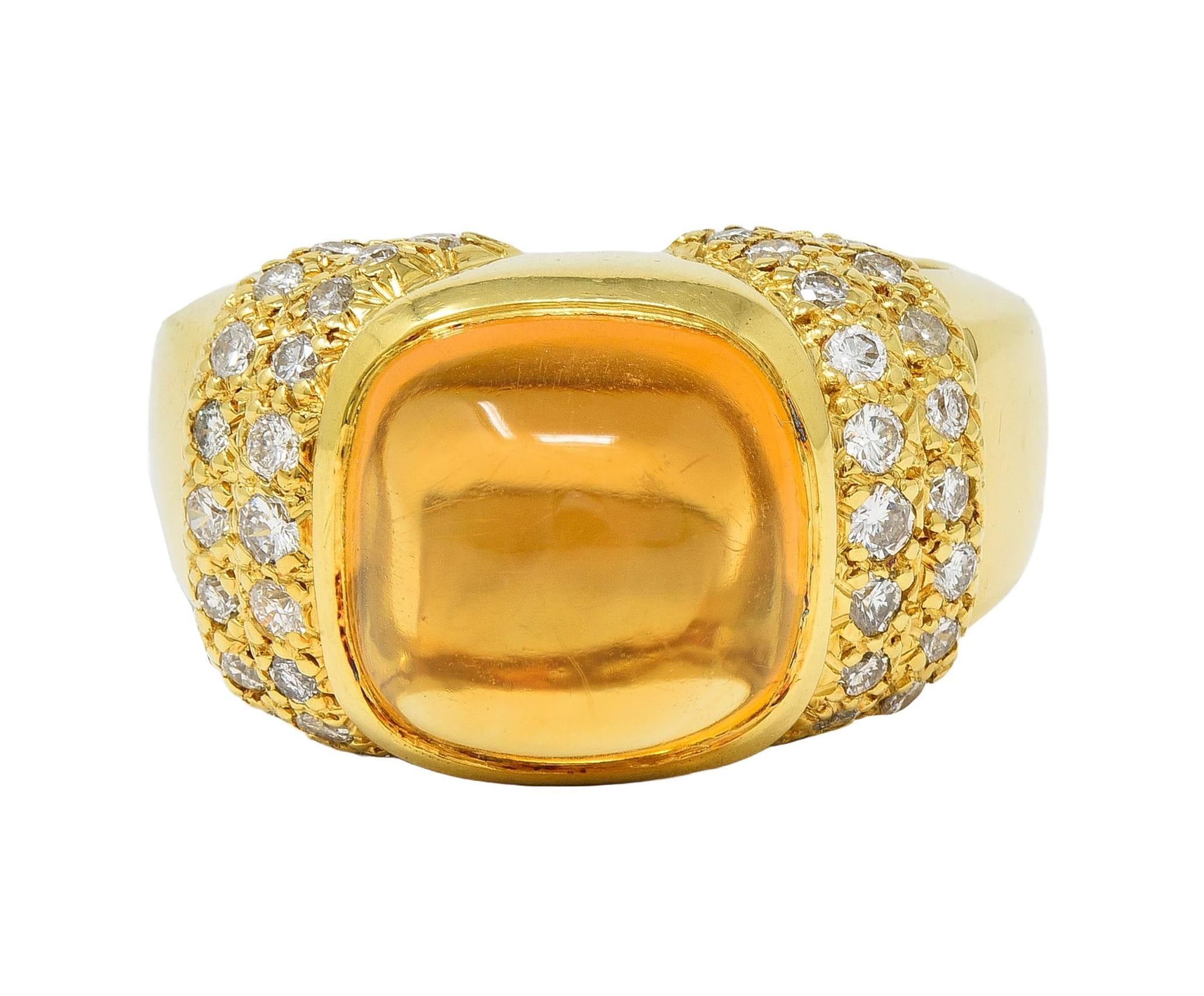 Marlene Stowe 1980s 6.36 CTW Citrine Diamond 18 Karat Gold Vintage Ring