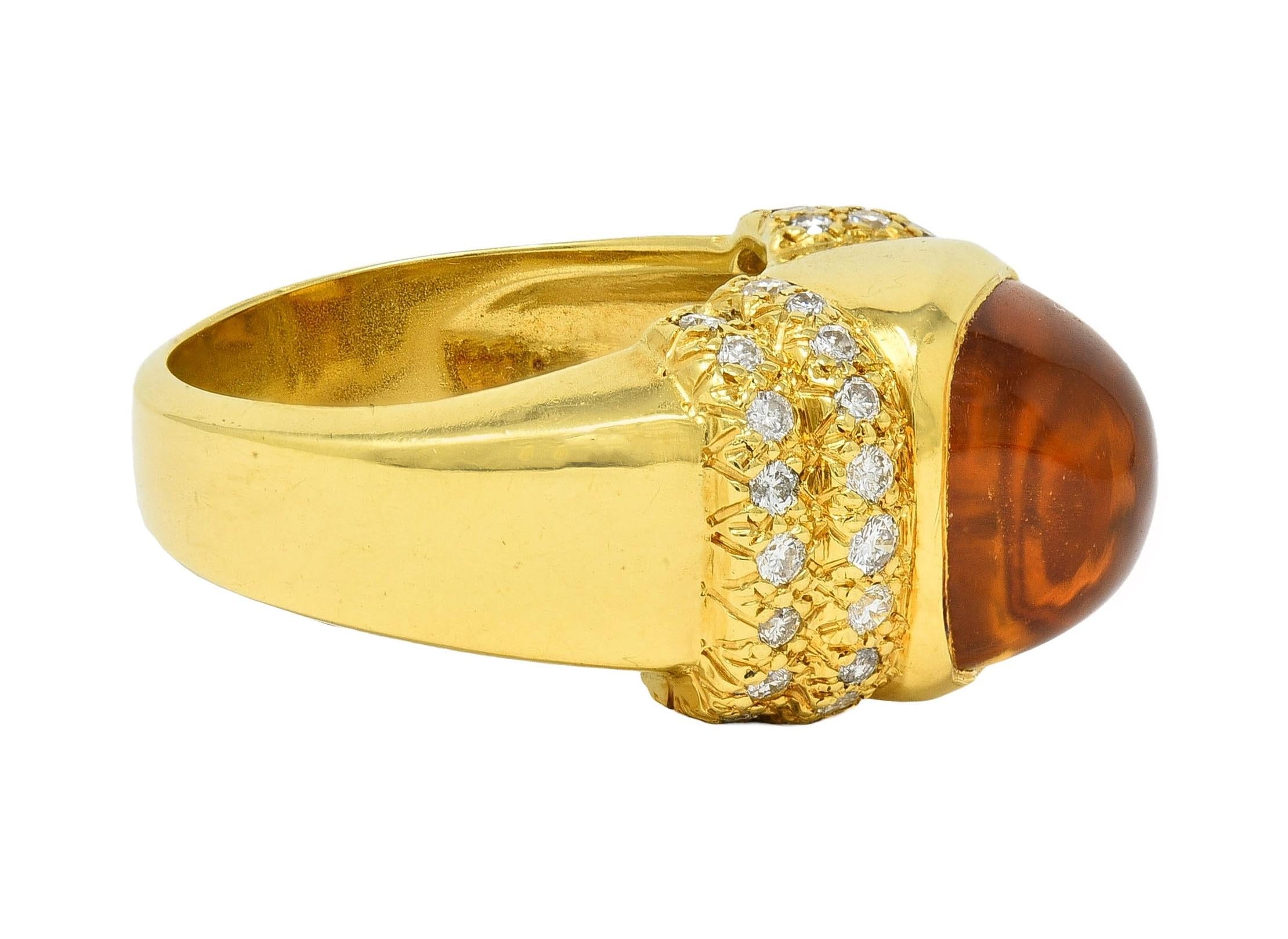 Marlene Stowe 1980s 6.36 CTW Citrine Diamond 18 Karat Gold Vintage Ring