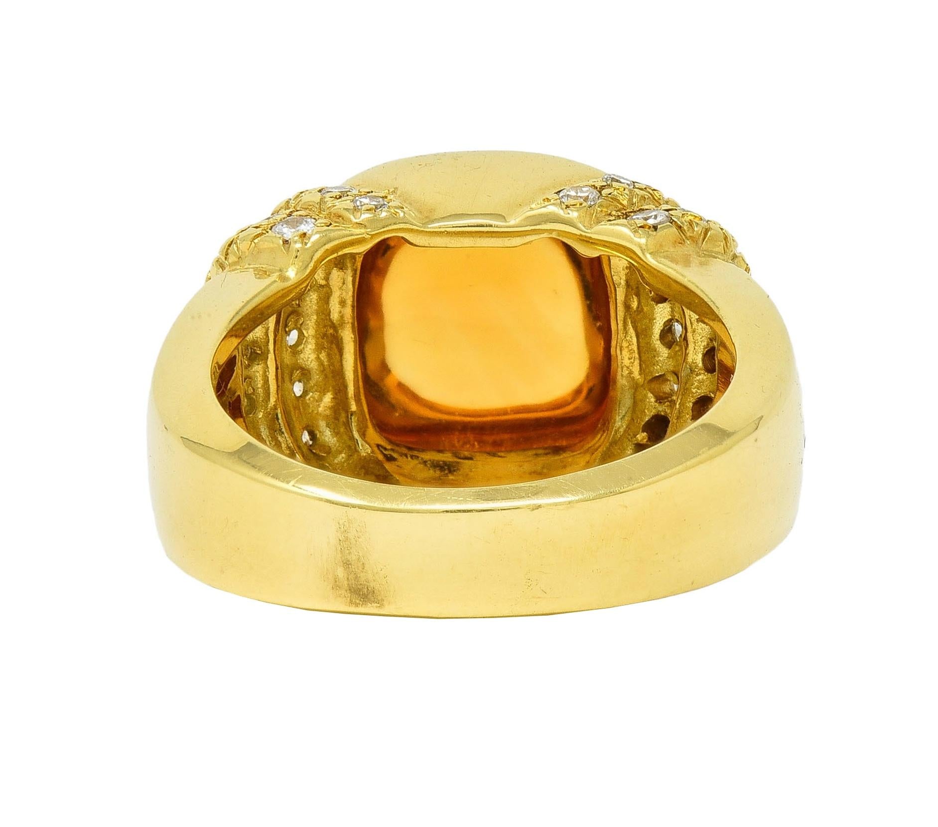 Marlene Stowe 1980s 6.36 CTW Citrine Diamond 18 Karat Gold Vintage Ring