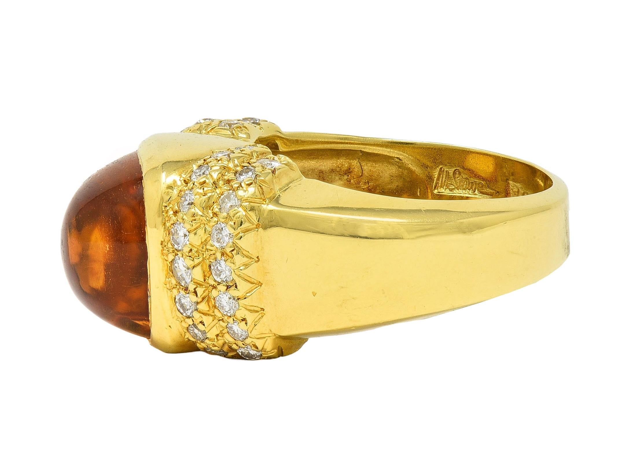 Marlene Stowe 1980s 6.36 CTW Citrine Diamond 18 Karat Gold Vintage Ring