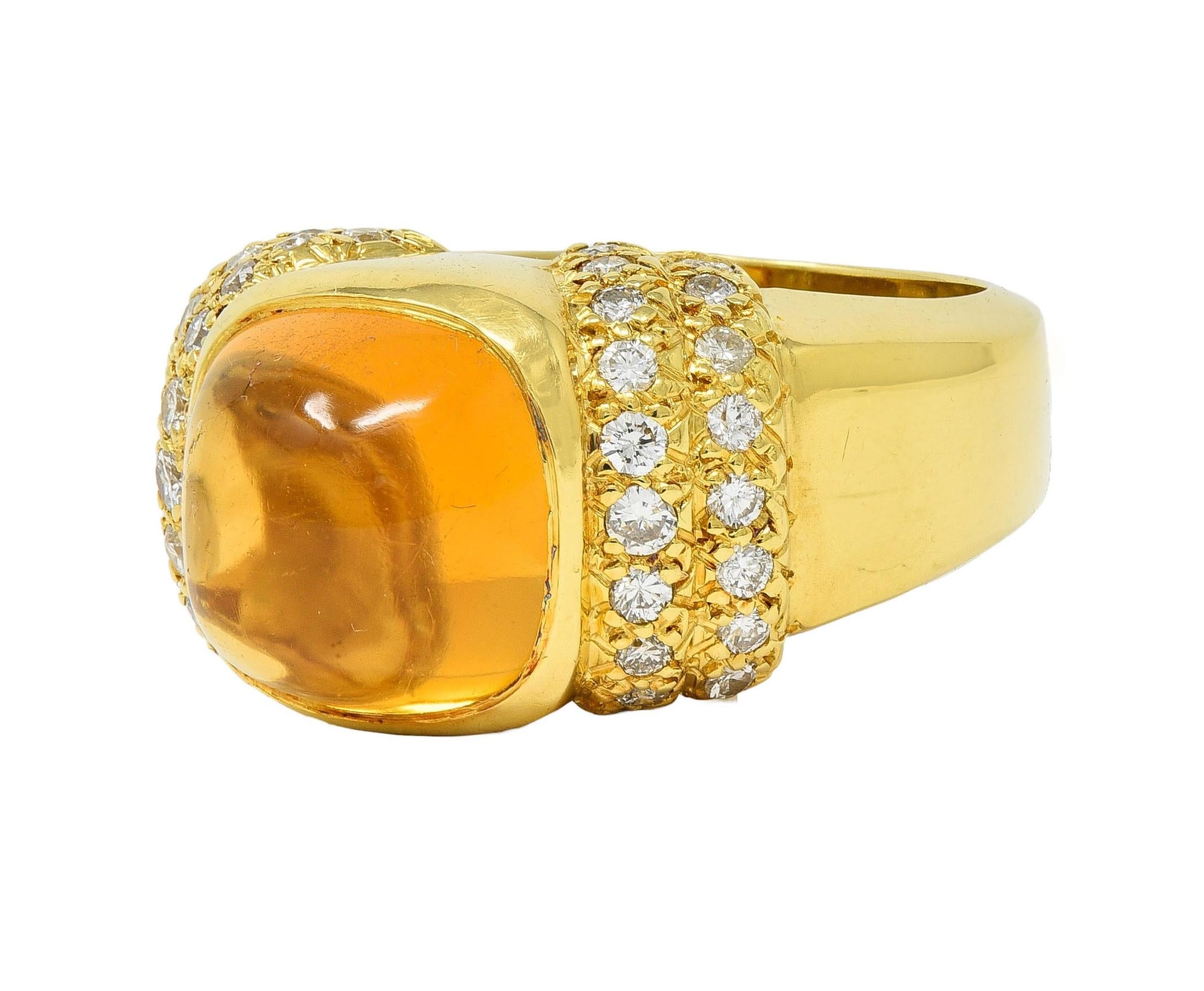 Marlene Stowe 1980s 6.36 CTW Citrine Diamond 18 Karat Gold Vintage Ring