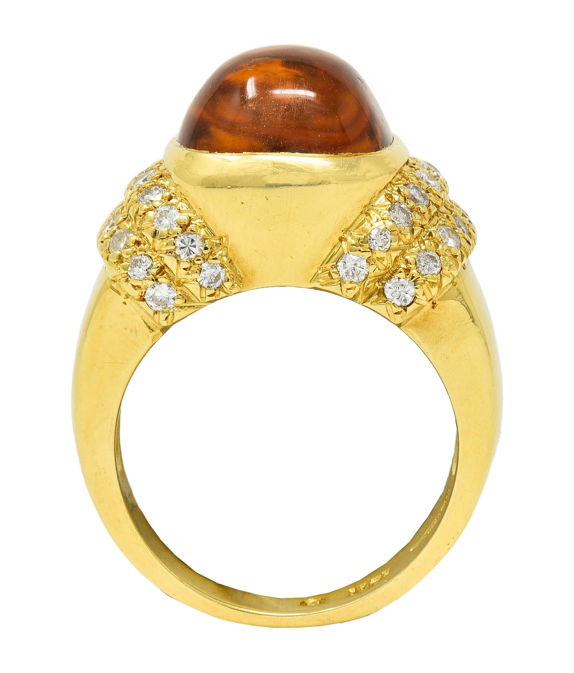 Marlene Stowe 1980s 6.36 CTW Citrine Diamond 18 Karat Gold Vintage Ring