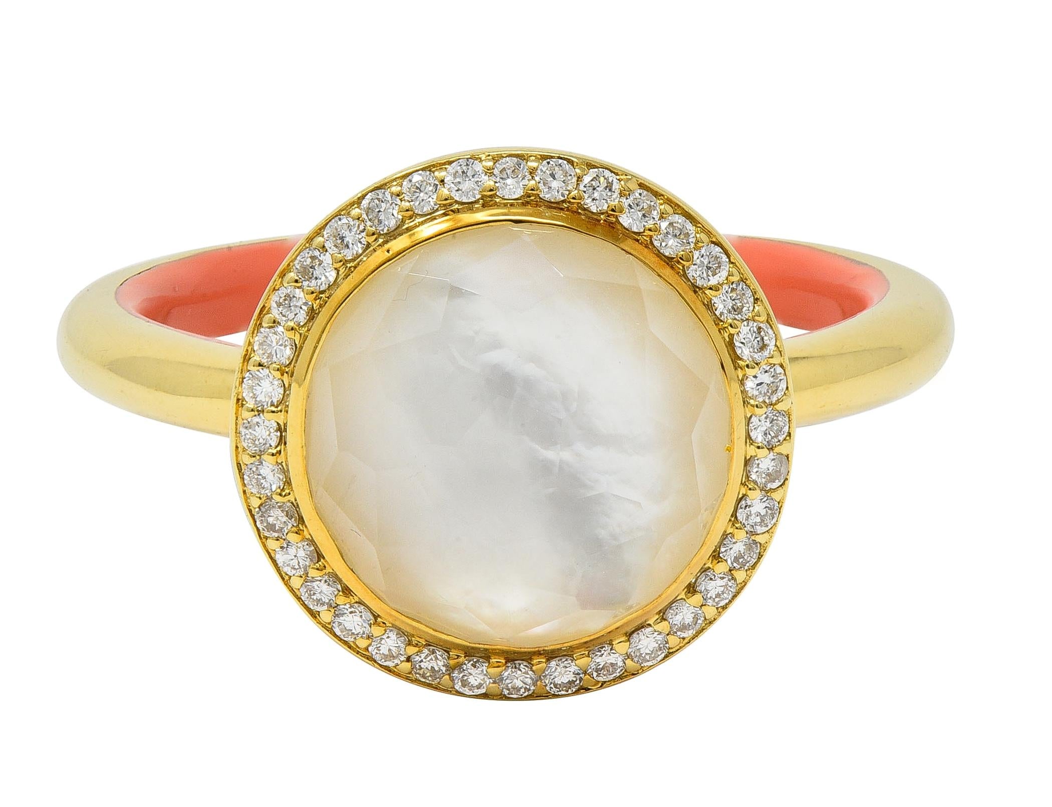 Ippolita Contemporary Diamond Mother-Of-Pearl Quartz Enamel 18K Lollipop Ring