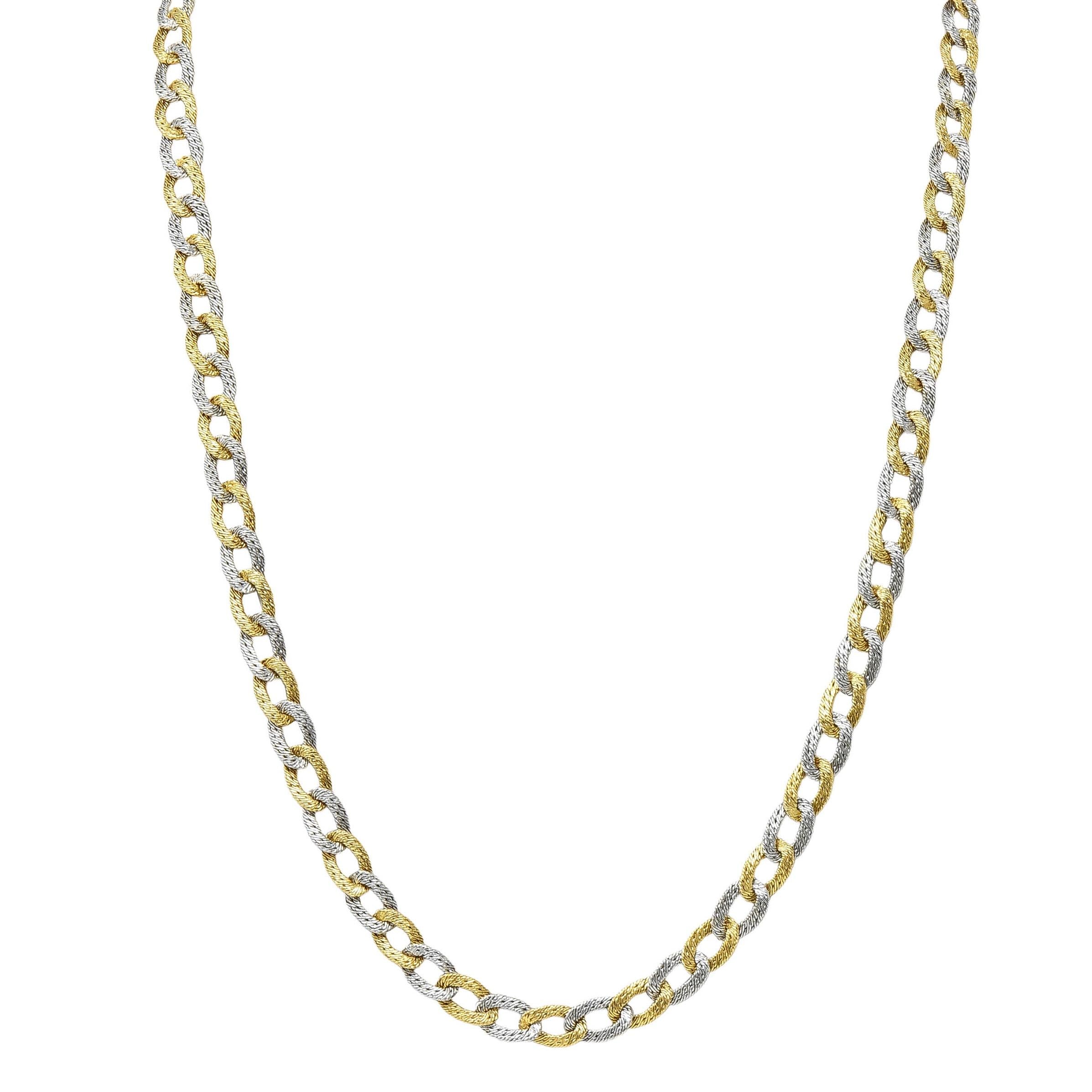 L'Enfant 18 Karat Two-Tone Gold Vintage Woven Curb Link Chain Necklace Bracelet