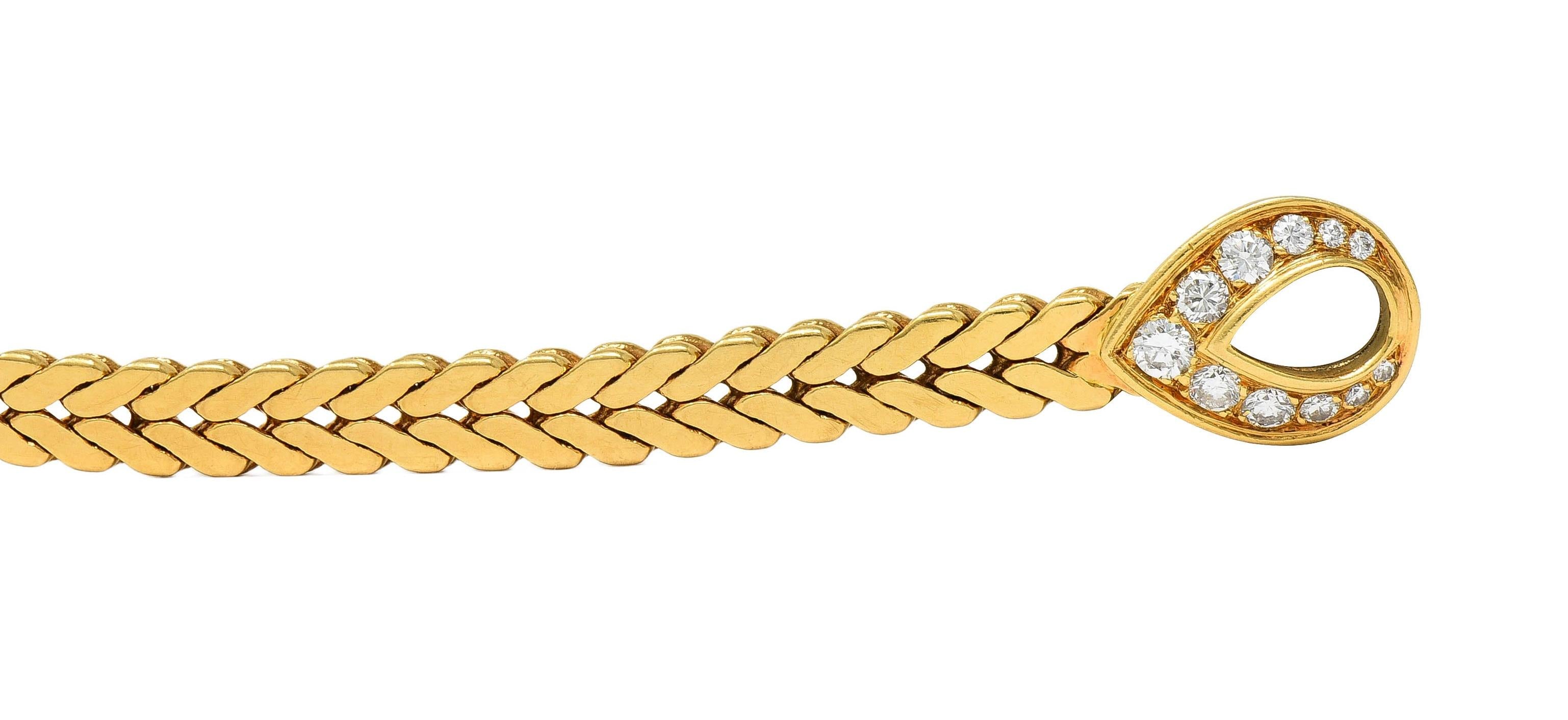 Cartier Paris 1.78 CTW Diamond 18 Karat Yellow Gold Vintage Agrafe Bracelet