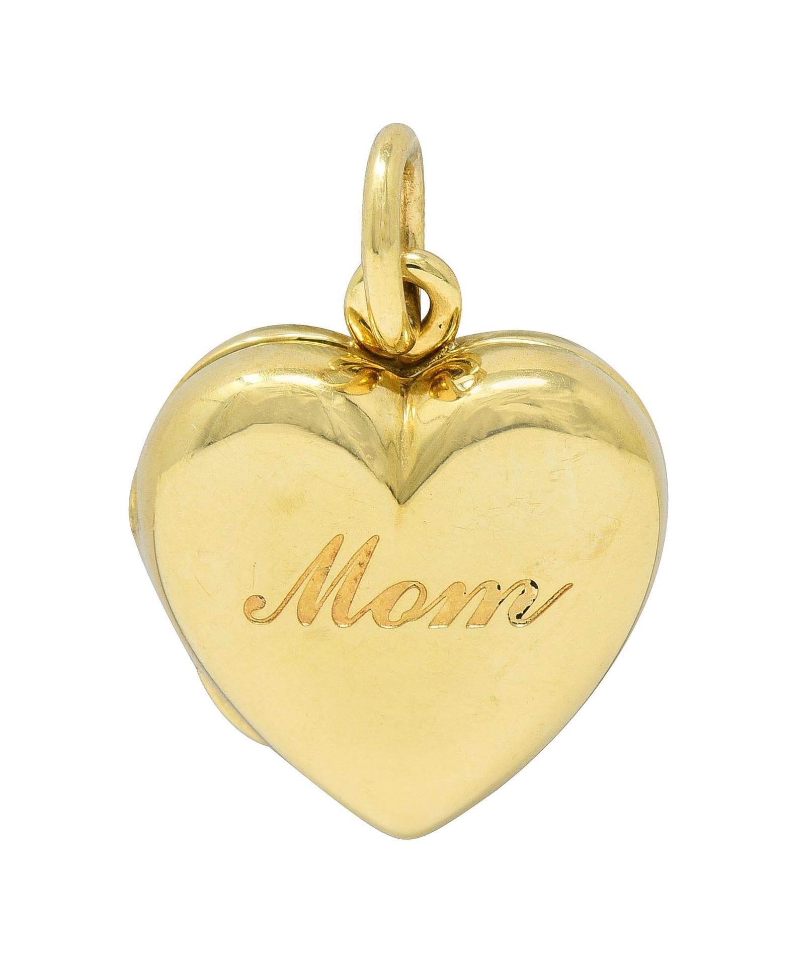 Tiffany & Co. 14 Karat Yellow Gold Mom Heart Locket Pendant