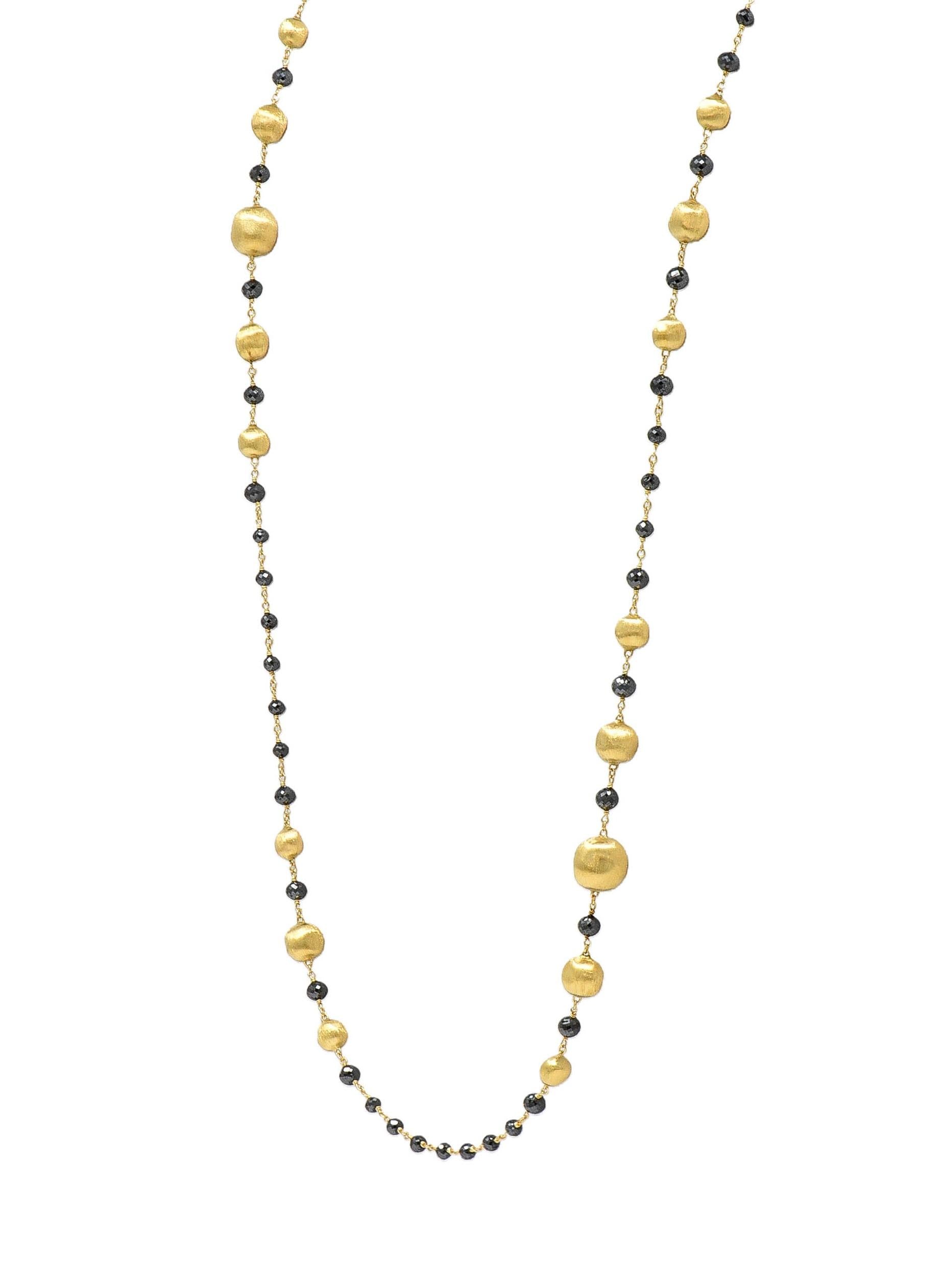 Marco Bicego Contemporary Faceted Black Diamond 18K Gold Bead Africa Necklace