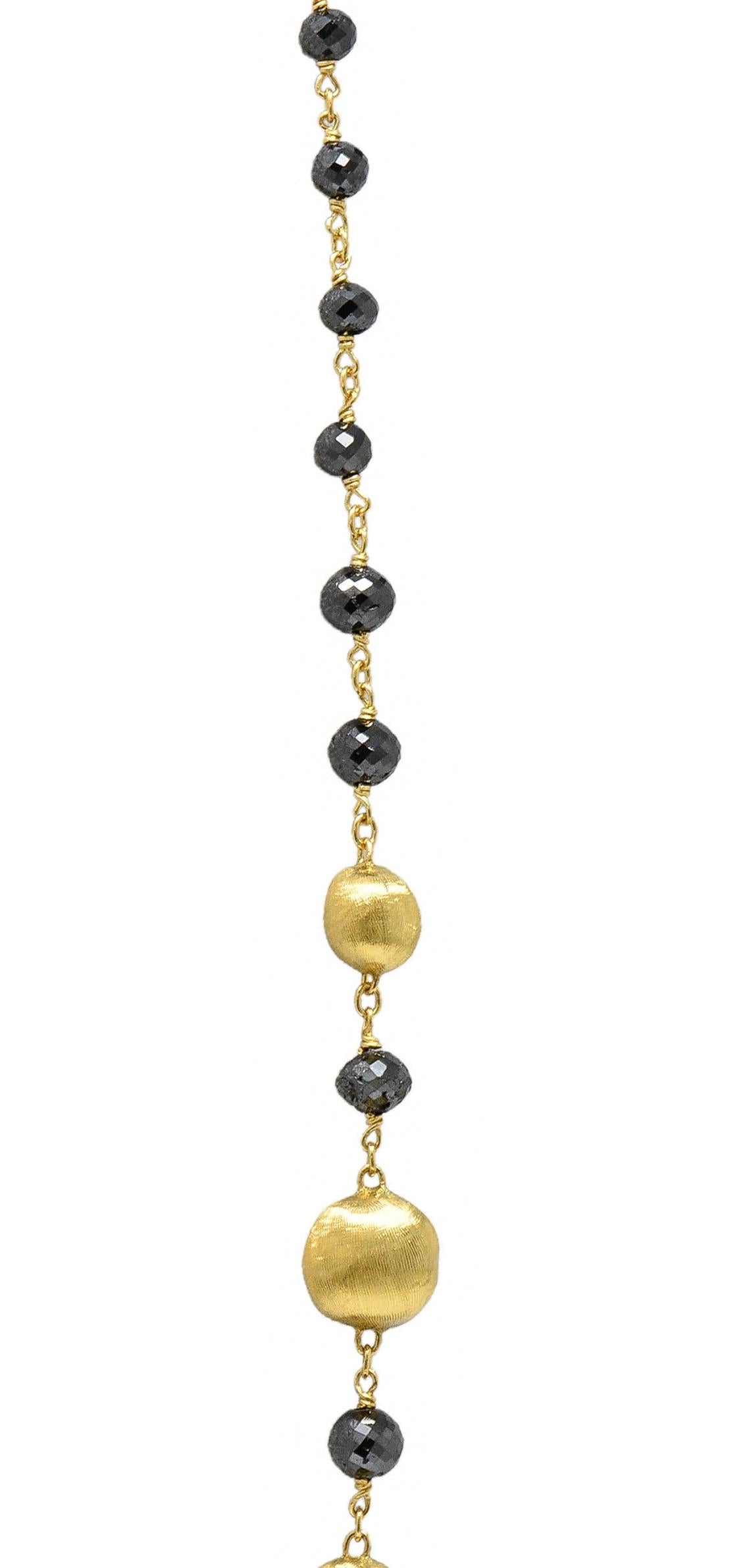 Marco Bicego Contemporary Faceted Black Diamond 18K Gold Bead Africa Necklace