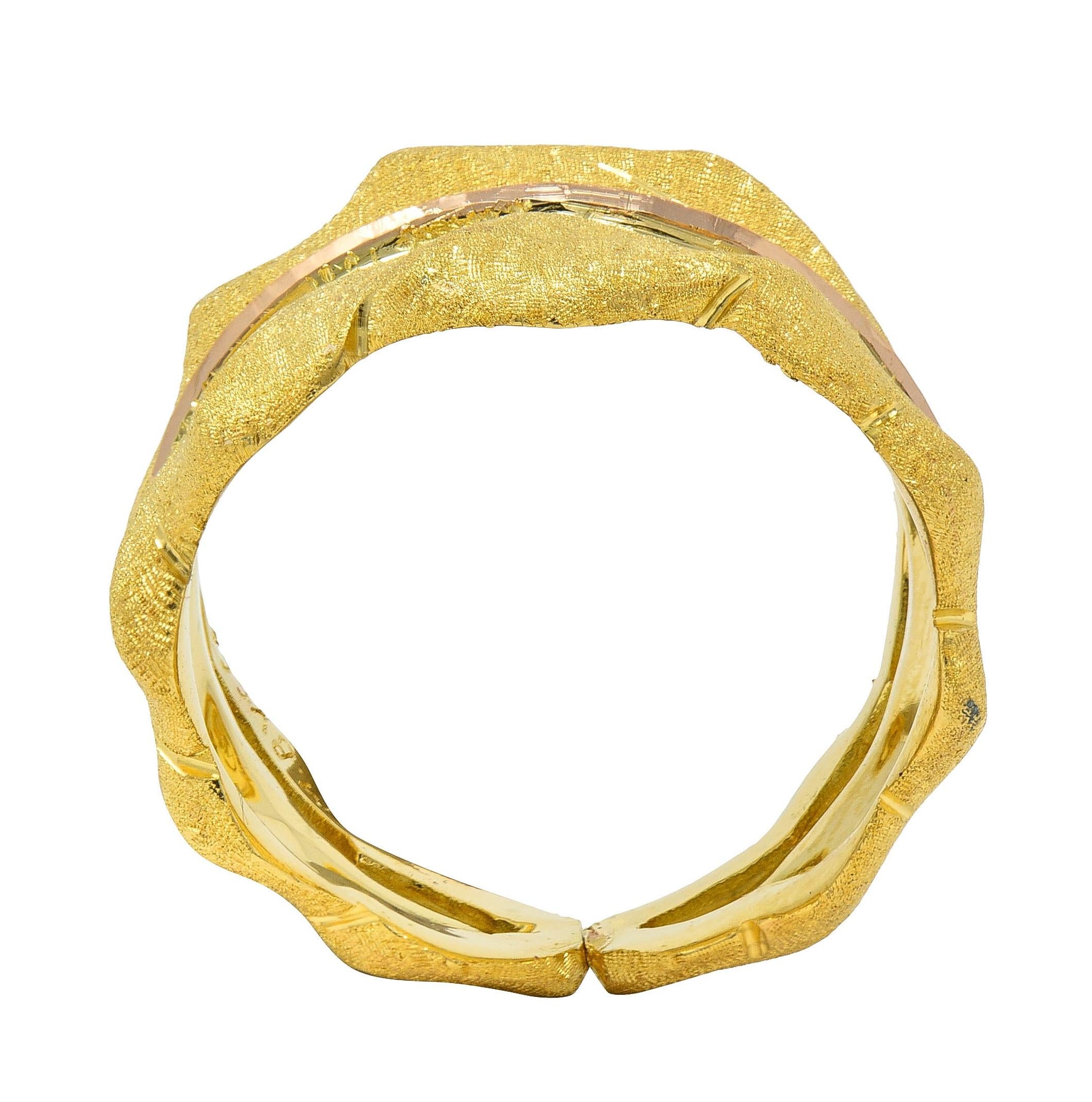 Buccellati 1970's 18 Karat Two-Tone Yellow Rose Gold Vintage Leaf Ring