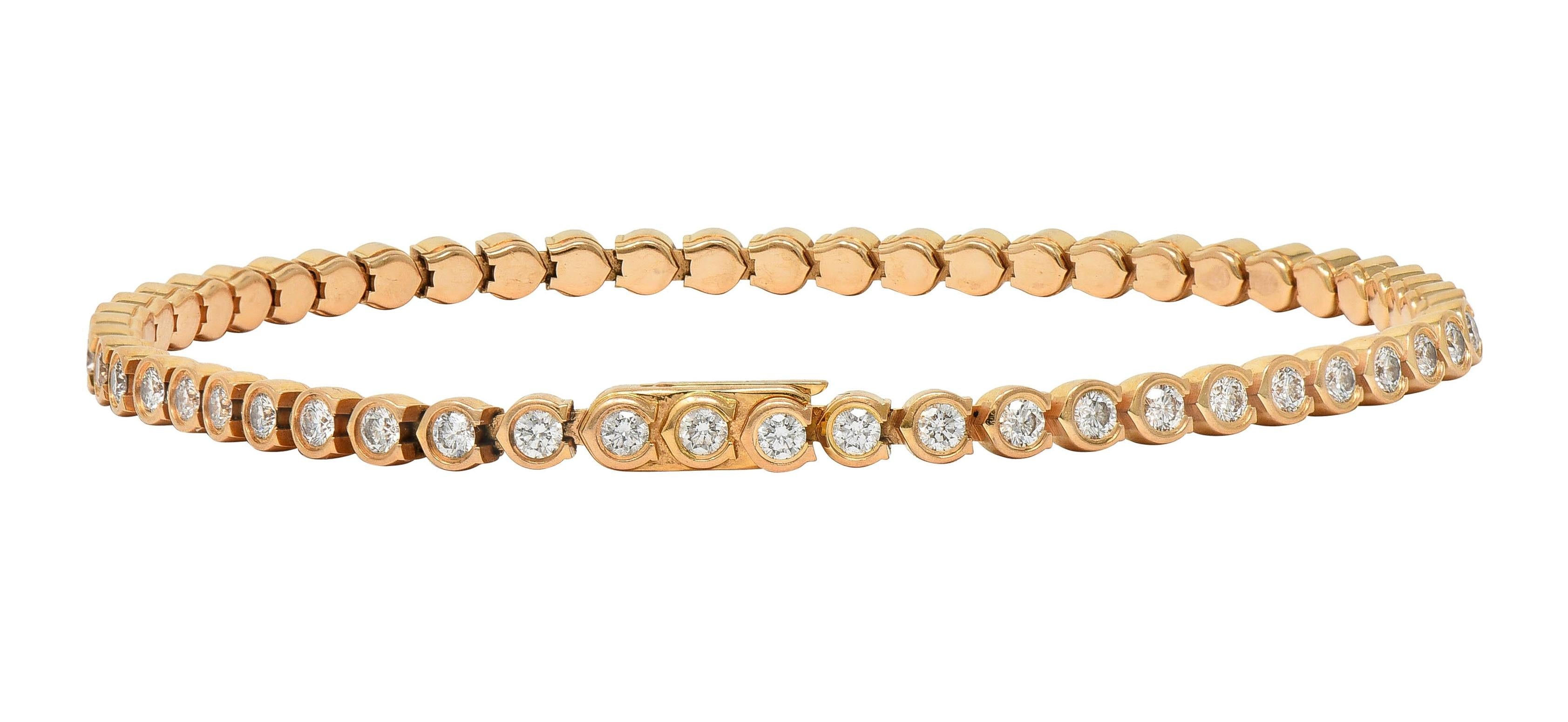 Cartier 1.54 CTW Diamond 18 Karat Rose Gold C De Cartier Line Bracelet