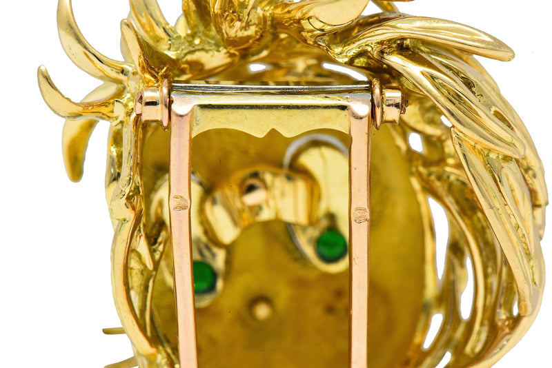 Jean & Pierre Bellin French Vintage Enamel 18 Karat Gold Disheveled Lion Brooch