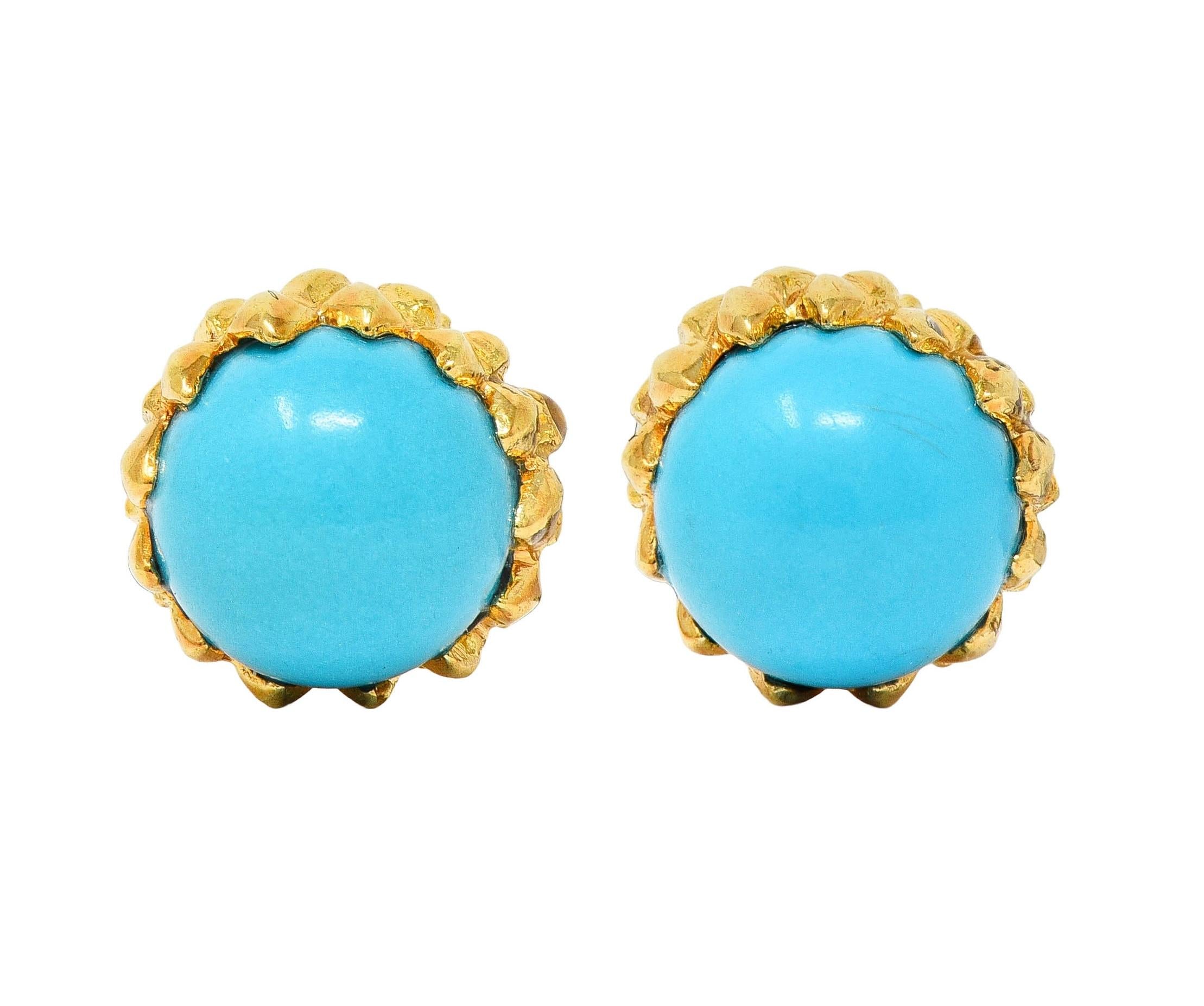 Tiffany & Co. 1960's Turquoise 18 Karat Yellow Gold Vintage Acorn Stud Earrings