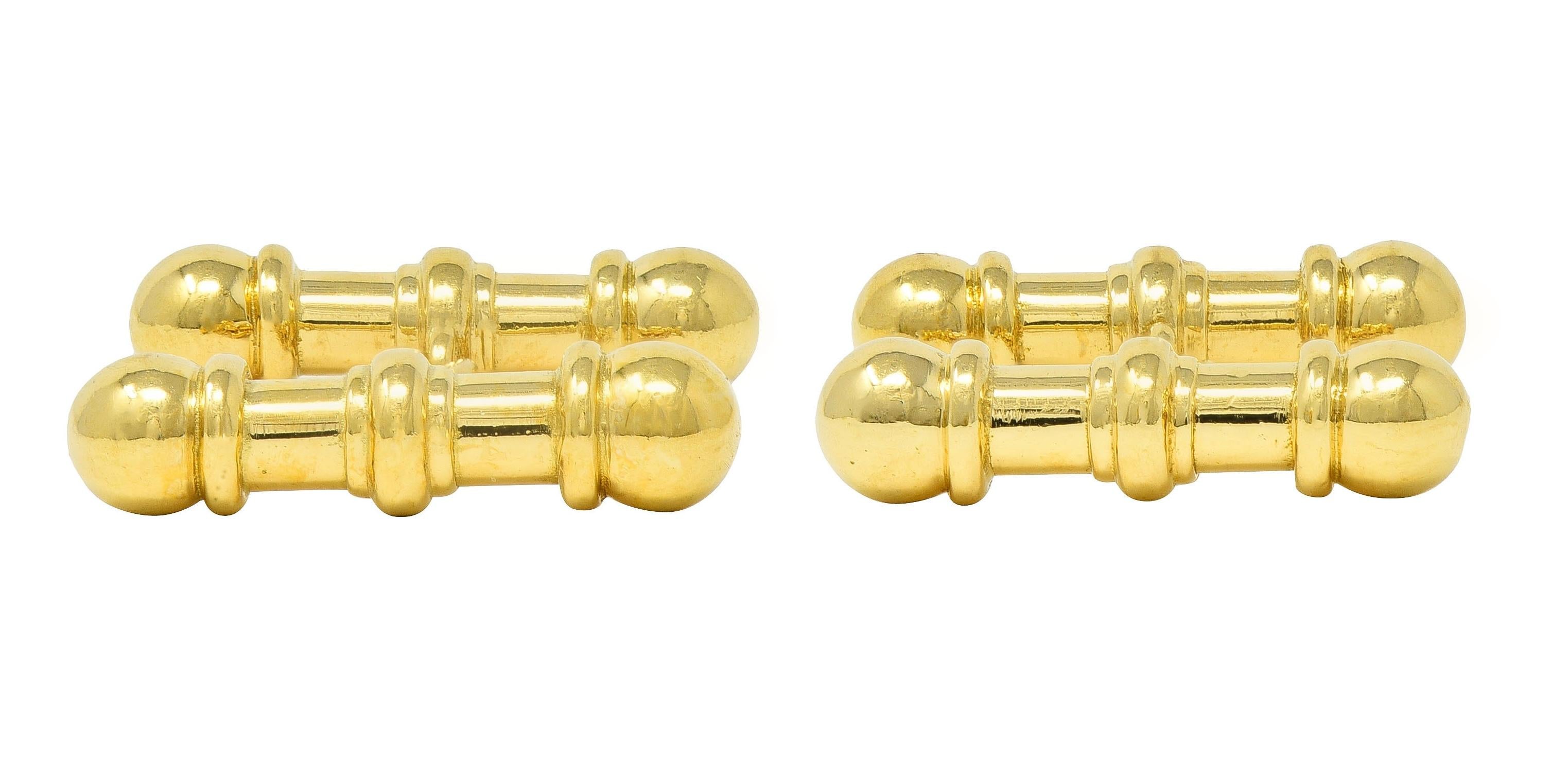 Theo Fennell 2003 British 18 Karat Yellow Gold Vintage Bar Cufflinks