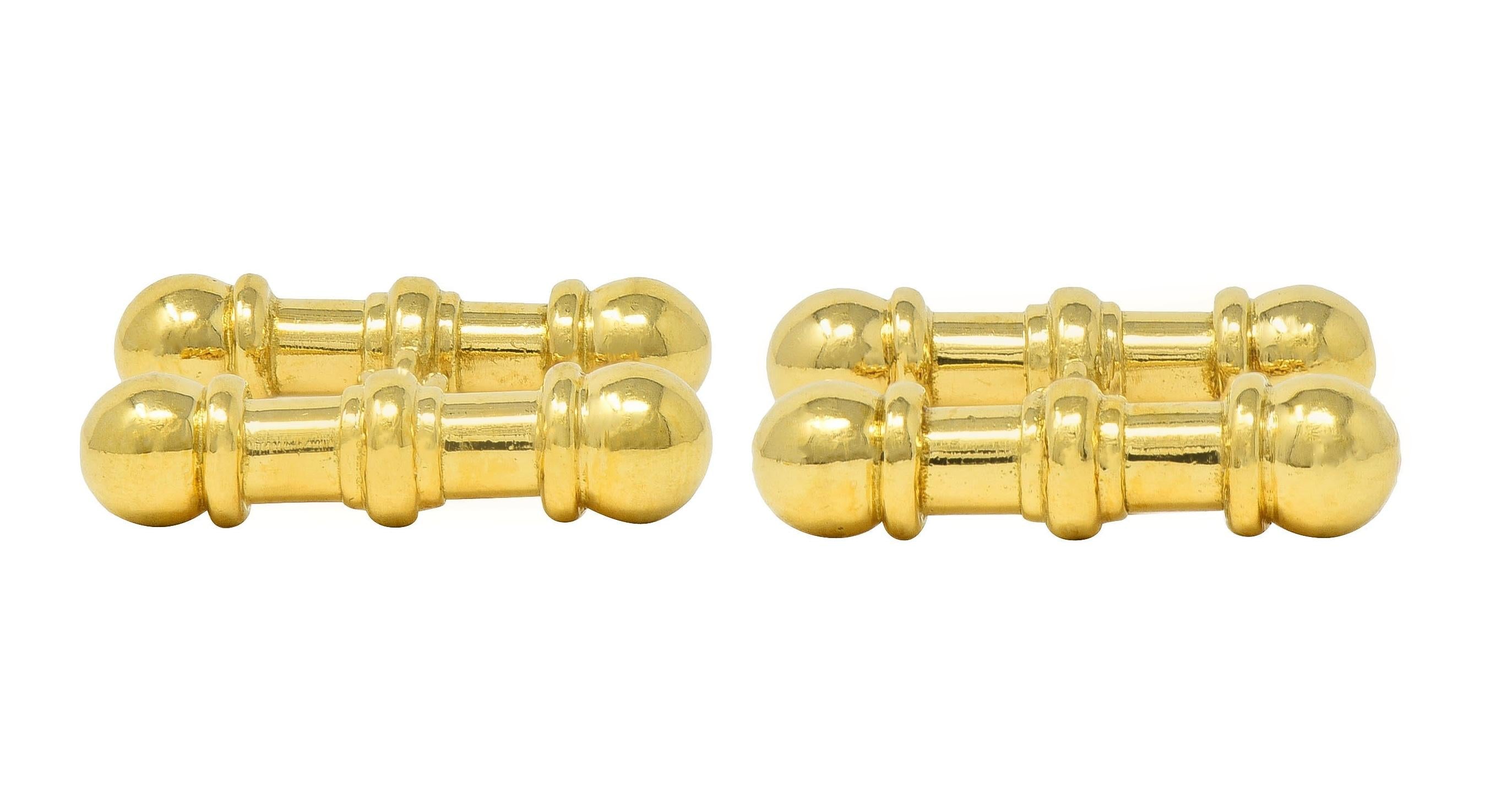 Theo Fennell 2003 British 18 Karat Yellow Gold Vintage Bar Cufflinks