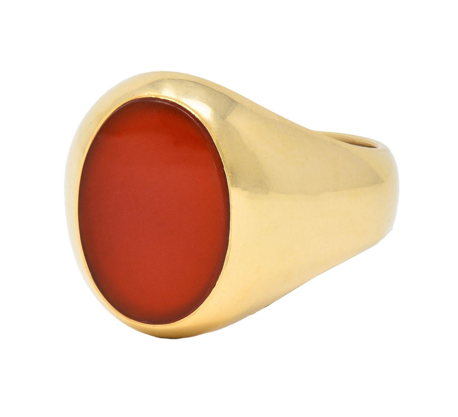 Larter & Sons Late Victorian Carnelian 14 Karat Yellow Gold Antique Signet Ring