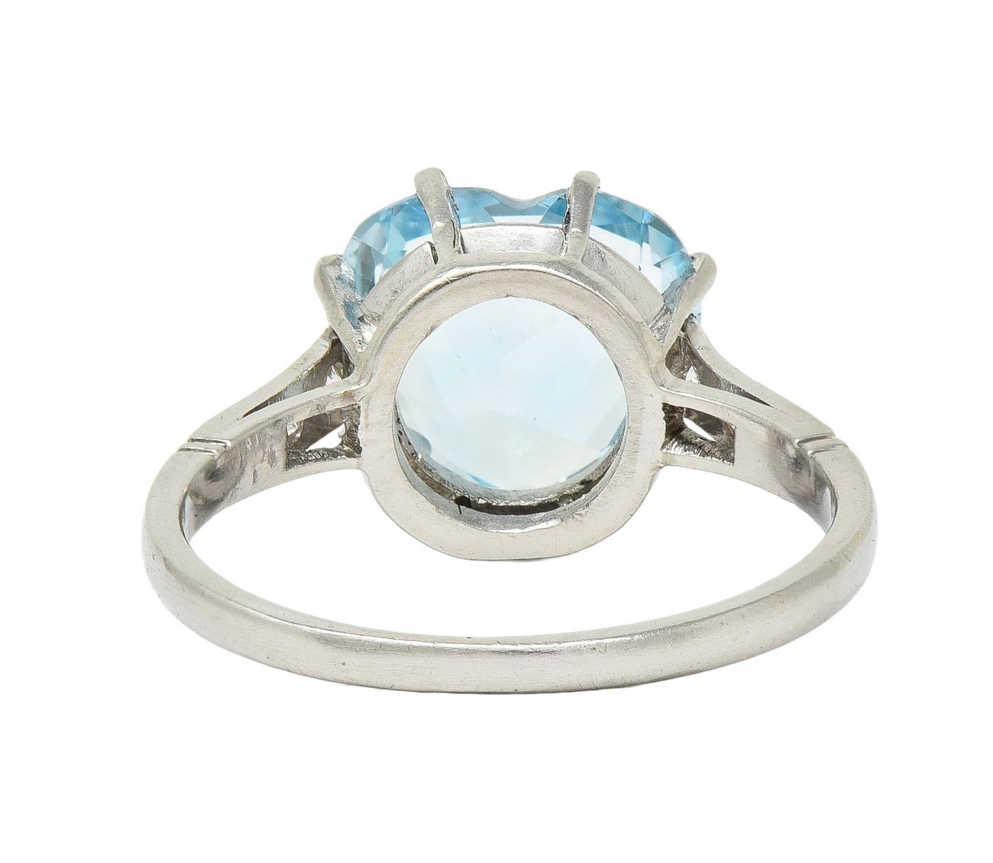 Mid-Century 2.78 CTW Aquamarine Diamond Platinum Vintage Heart Ring