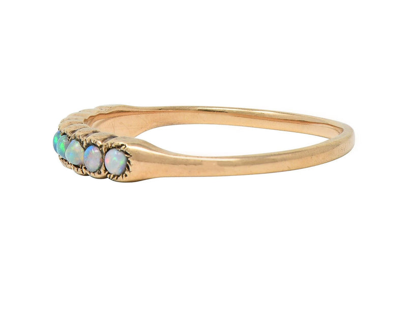 Victorian Opal 14 Karat Rose Gold Nine Stone Antique Stacking Band Ring