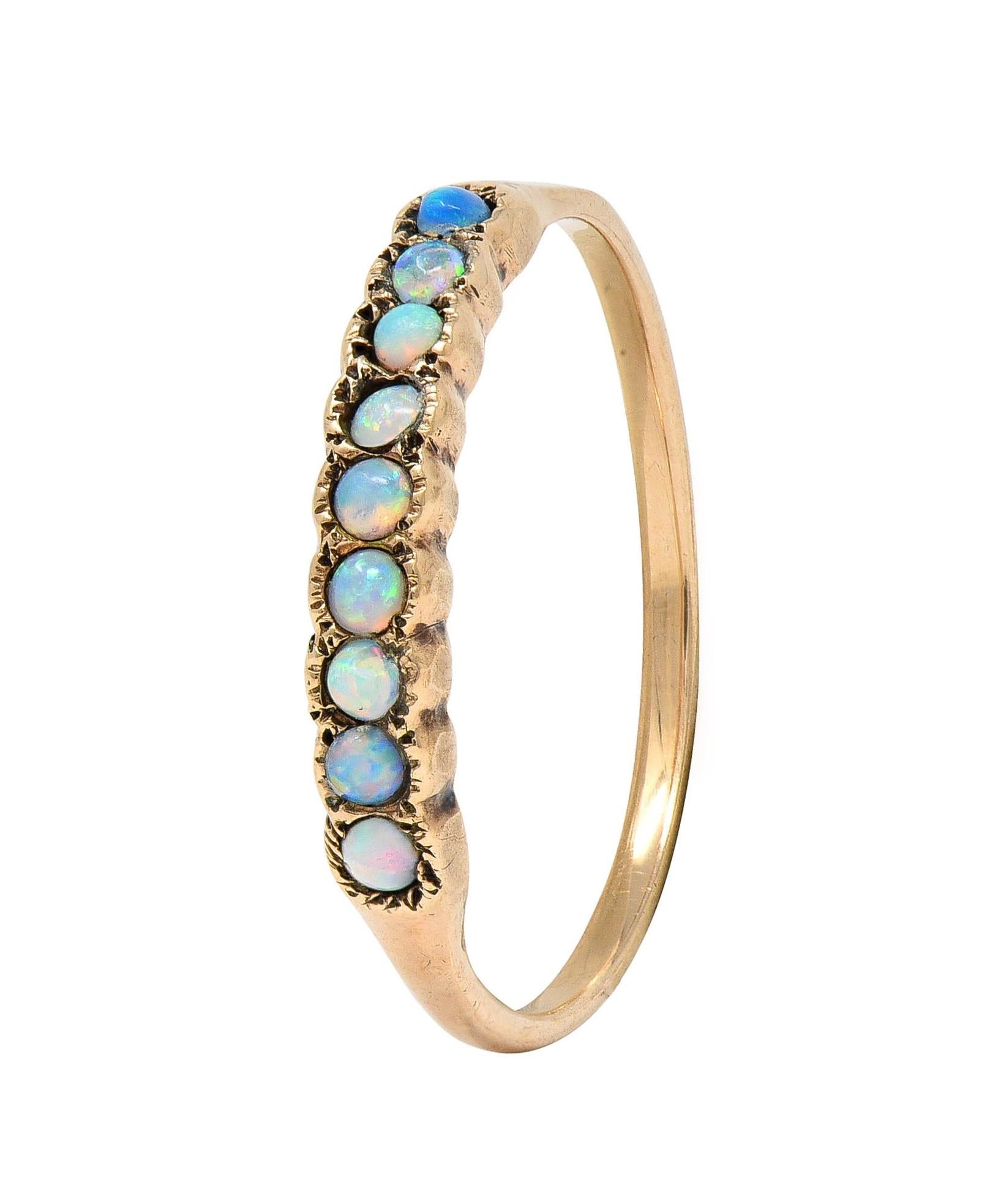 Victorian Opal 14 Karat Rose Gold Nine Stone Antique Stacking Band Ring