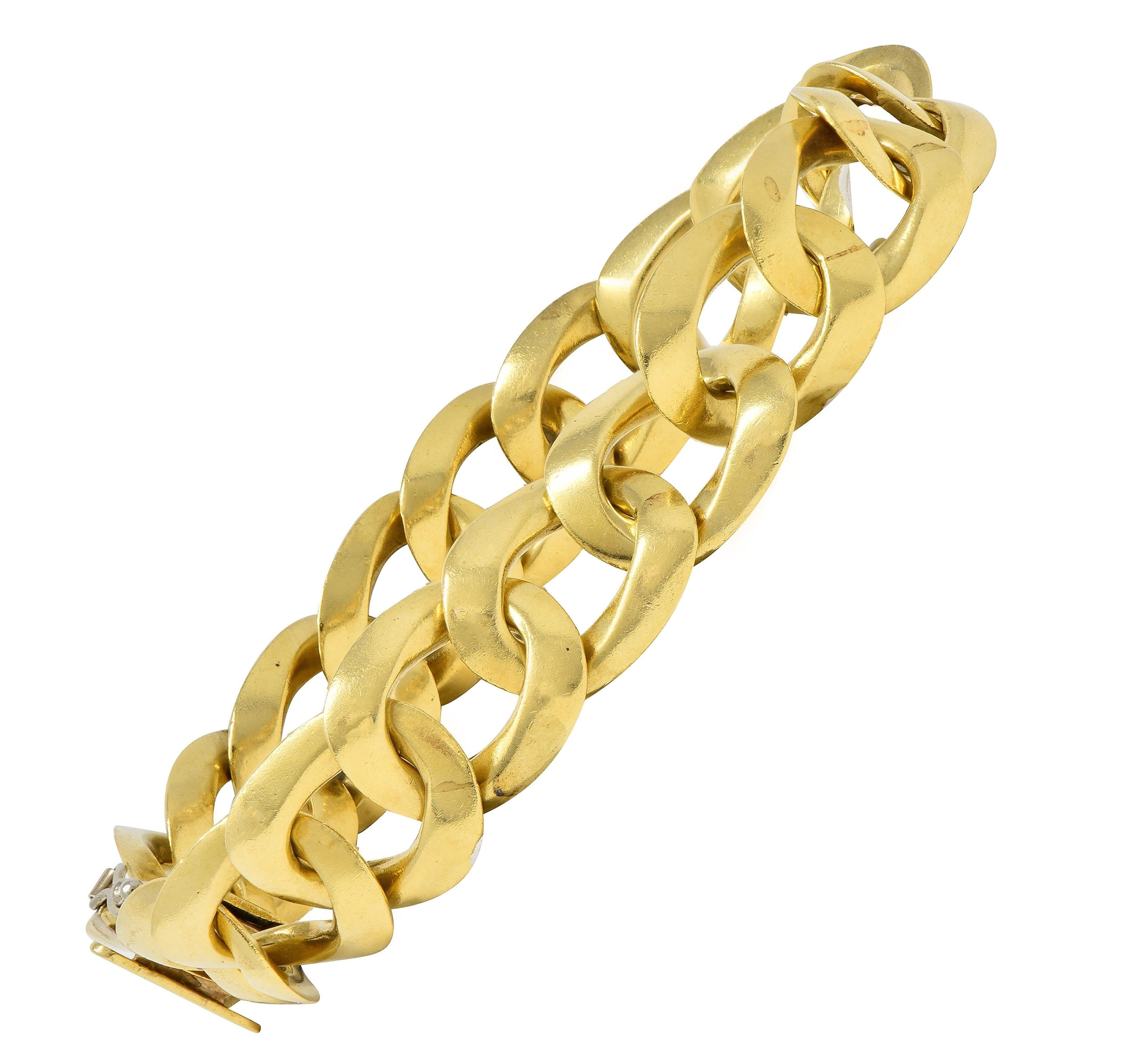 1970's 18 Karat Yellow Gold Vintage Curb Link Unisex Bracelet