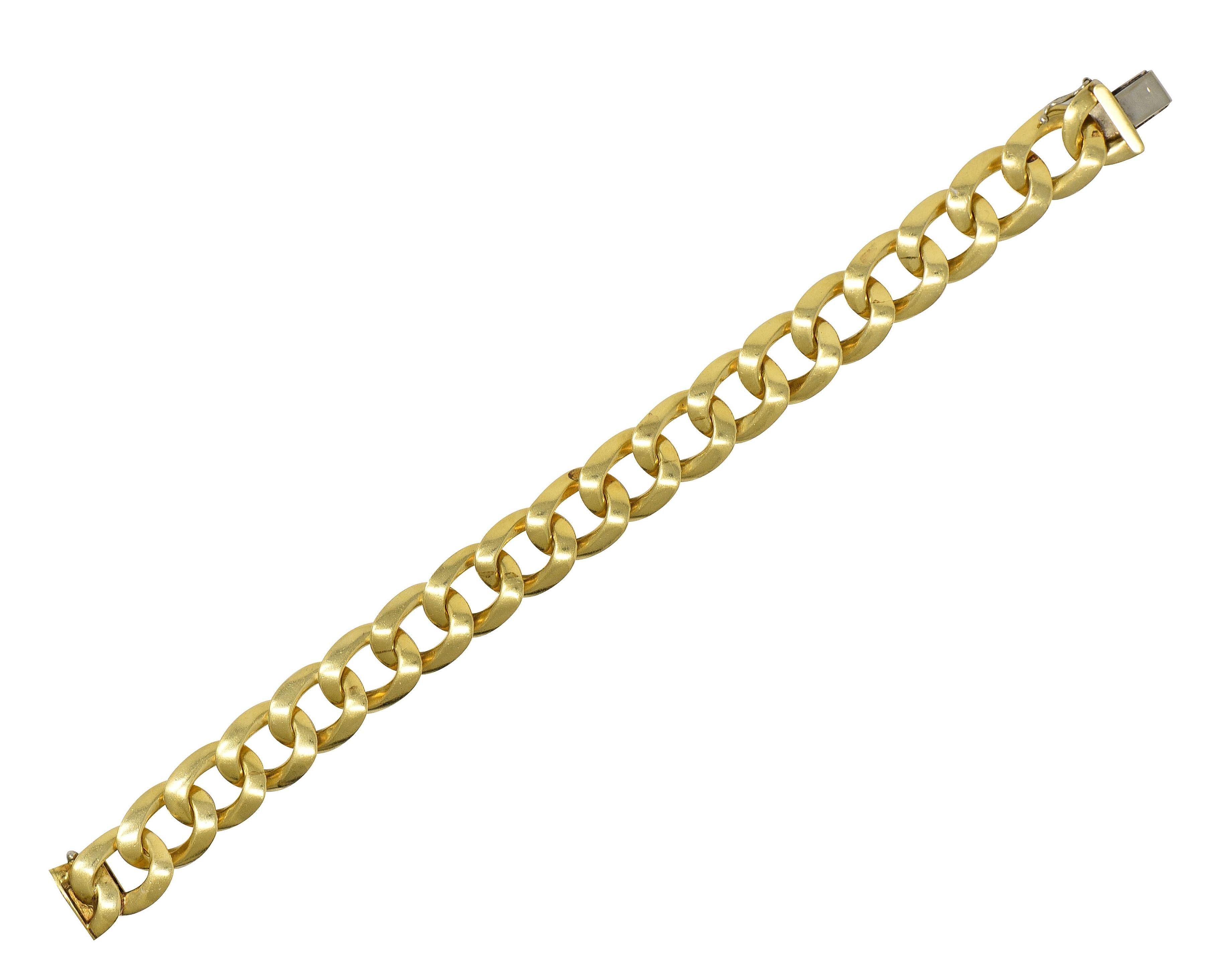 1970's 18 Karat Yellow Gold Vintage Curb Link Unisex Bracelet