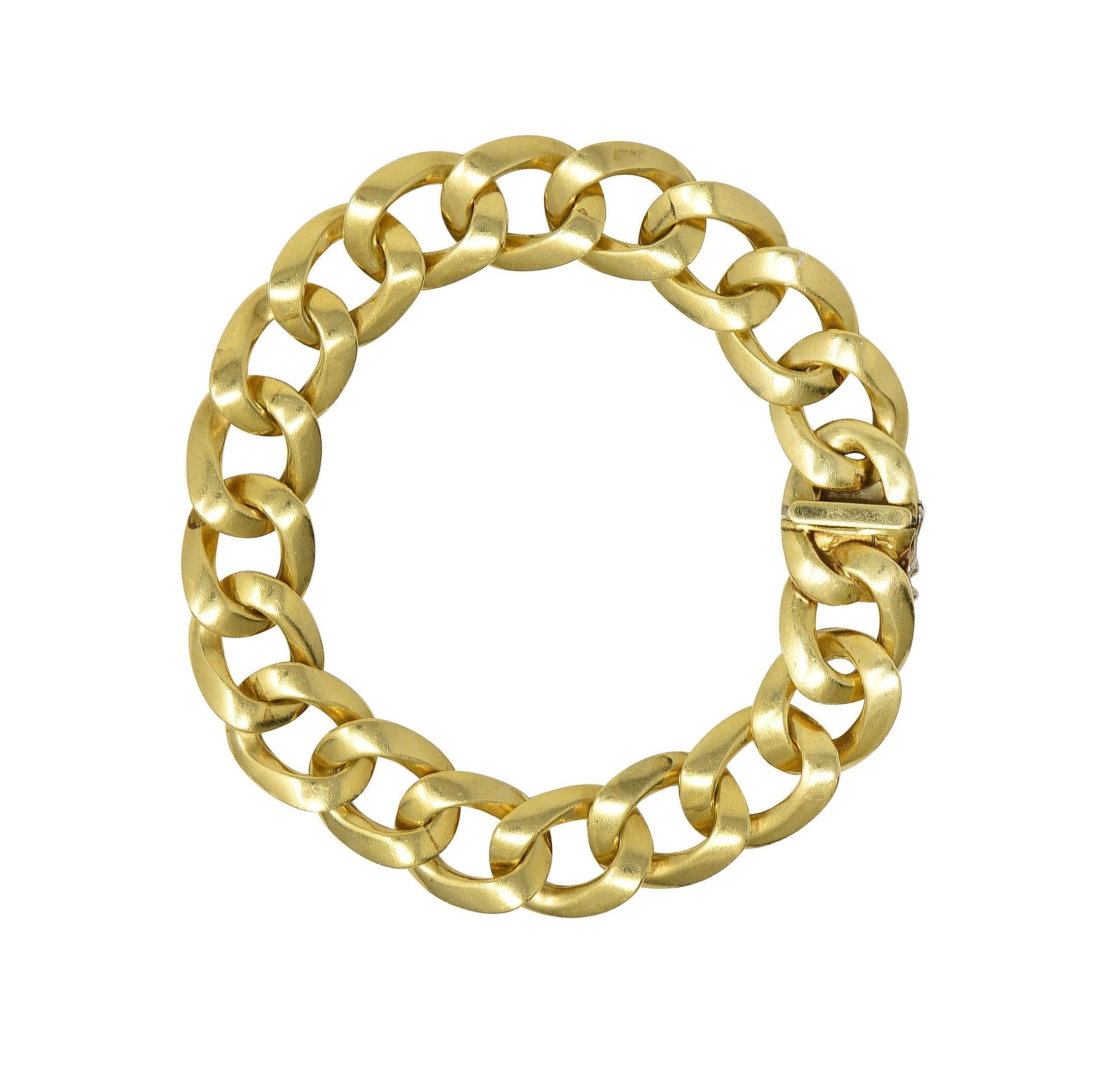 1970's 18 Karat Yellow Gold Vintage Curb Link Unisex Bracelet