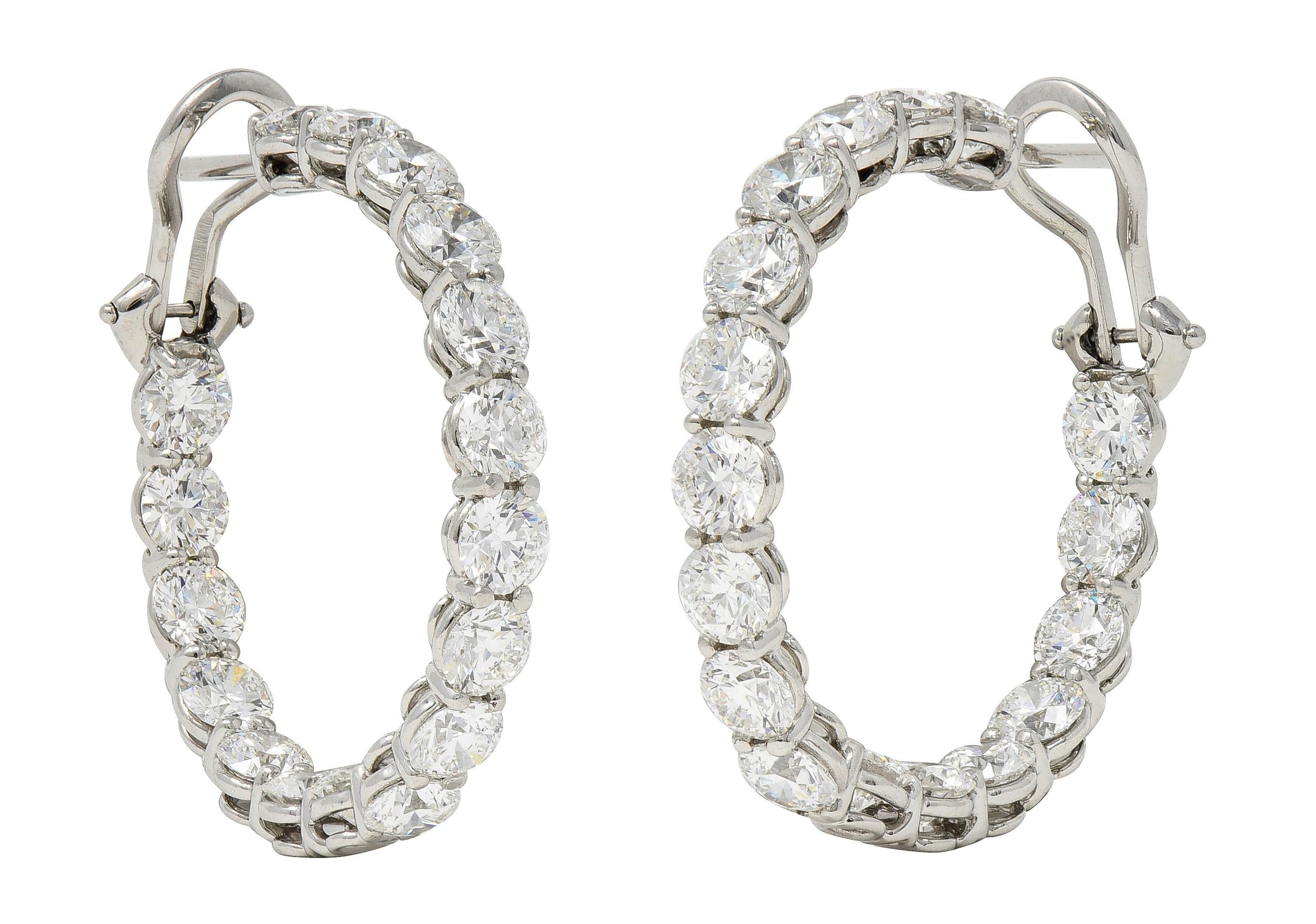 Tiffany & Co. 1990's 8.50 CTW Diamond Platinum Vintage Inside-Out Hoop Earrings