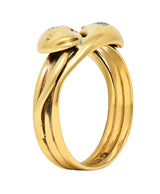 Edwardian Diamond 18 Karat Yellow Gold Antique Double Snake Band Ring