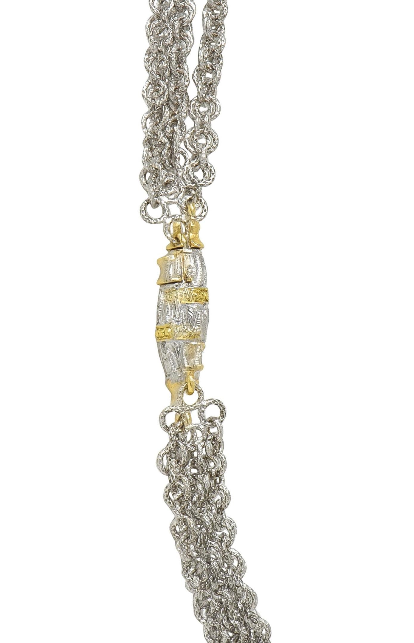 Buccellati Rose Cut Diamond 18 Karat Two-Tone Gold Multi-Strand Chain Necklace