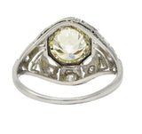Art Deco 1.50 CTW Diamond Platinum Greek Key Ivy Vintage Engagement Ring
