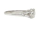 Mid-Century 1.35 CTW Transitional Diamond Platinum Vintage Engagement Ring GIA