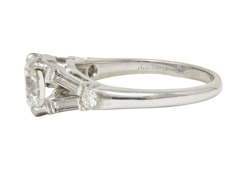 Mid-Century 1.35 CTW Transitional Diamond Platinum Vintage Engagement Ring GIA