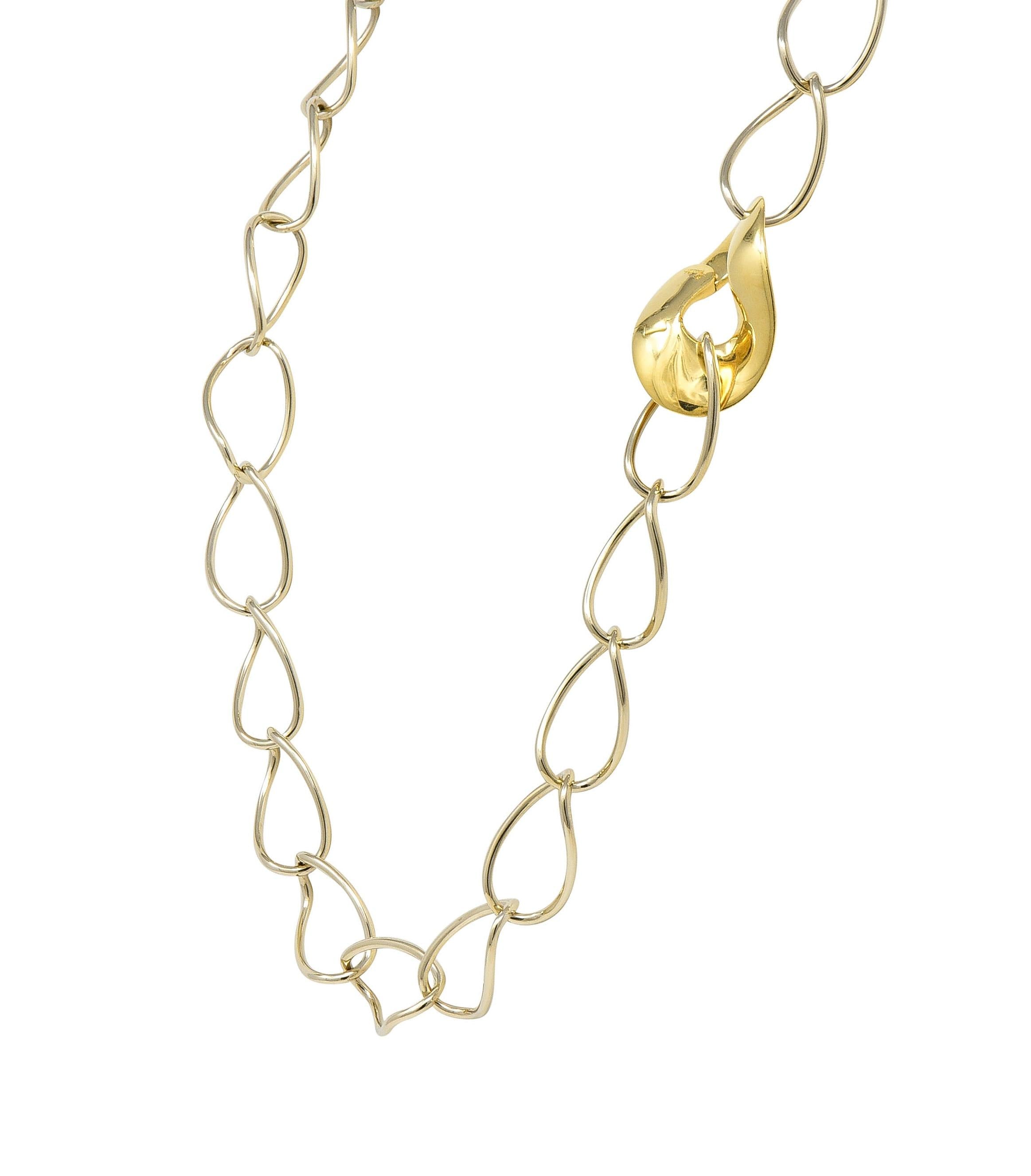 Pomellato Contemporary 18 Karat Two-Tone Gold Twisted Link Chain Necklace