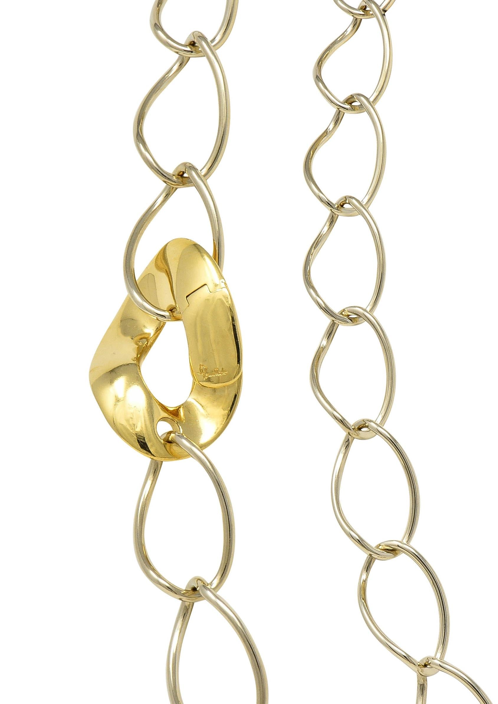 Pomellato Contemporary 18 Karat Two-Tone Gold Twisted Link Chain Necklace