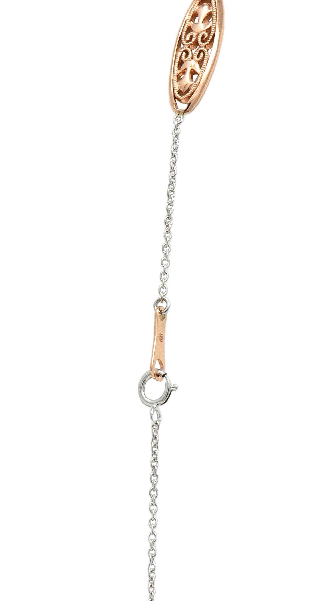 Contemporary 14K Two-Tone Rose White Gold Contemporary Station Chain Necklace