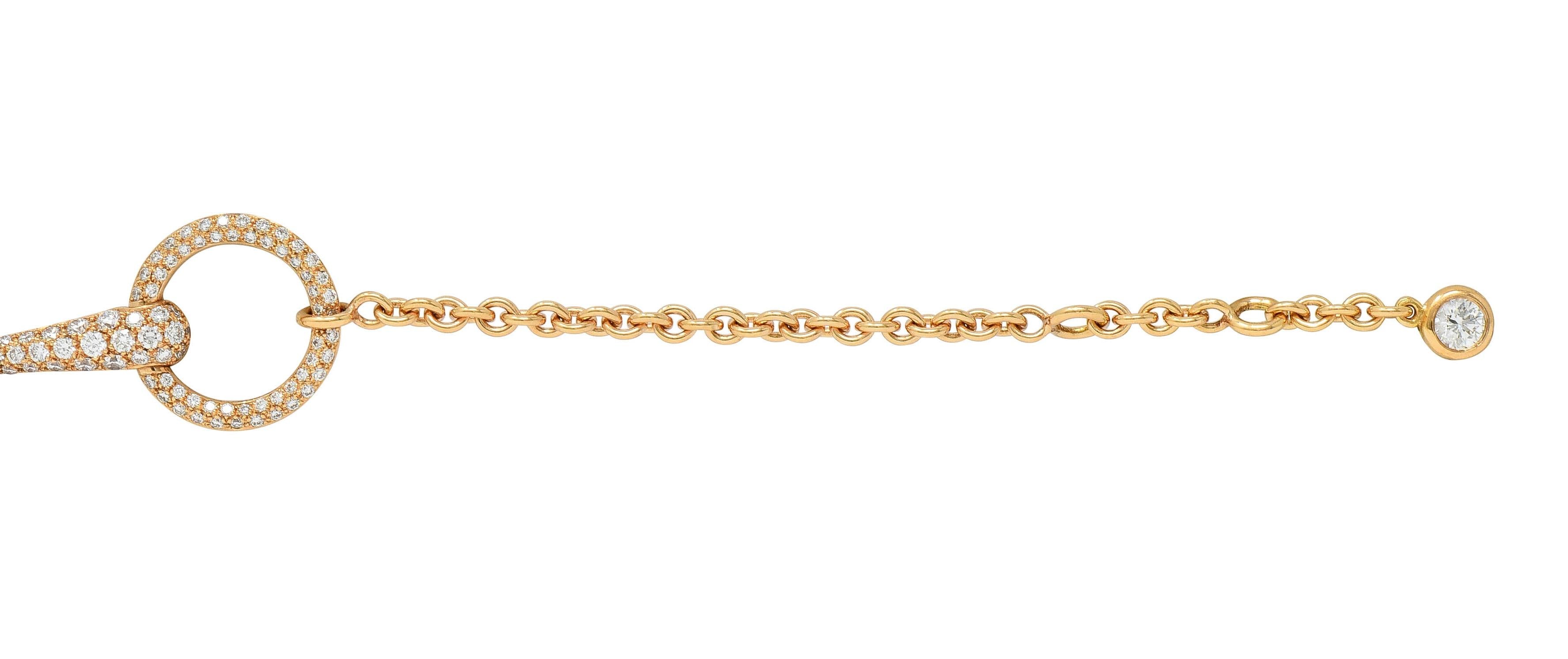 Hermés France Diamond 18 Karat Rose Gold Filet D'Or Horsebit Bracelet