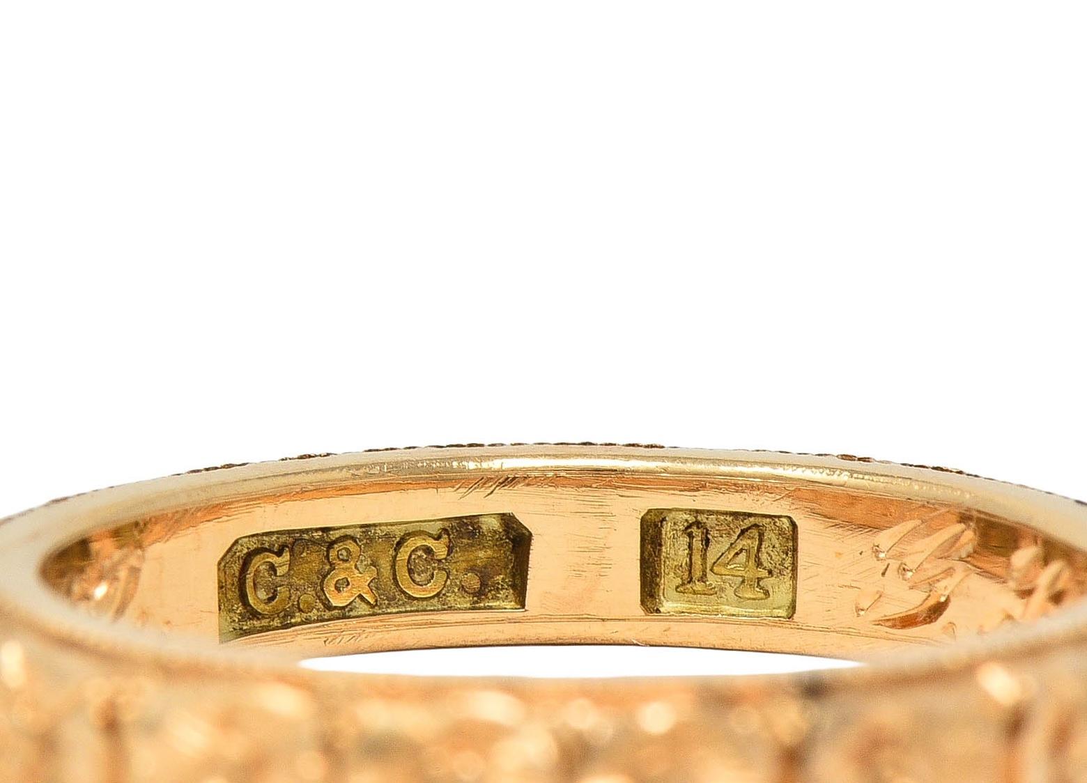 Art Deco 1922 14 Karat Yellow Gold Antique Orange Blossom Wedding Band Ring