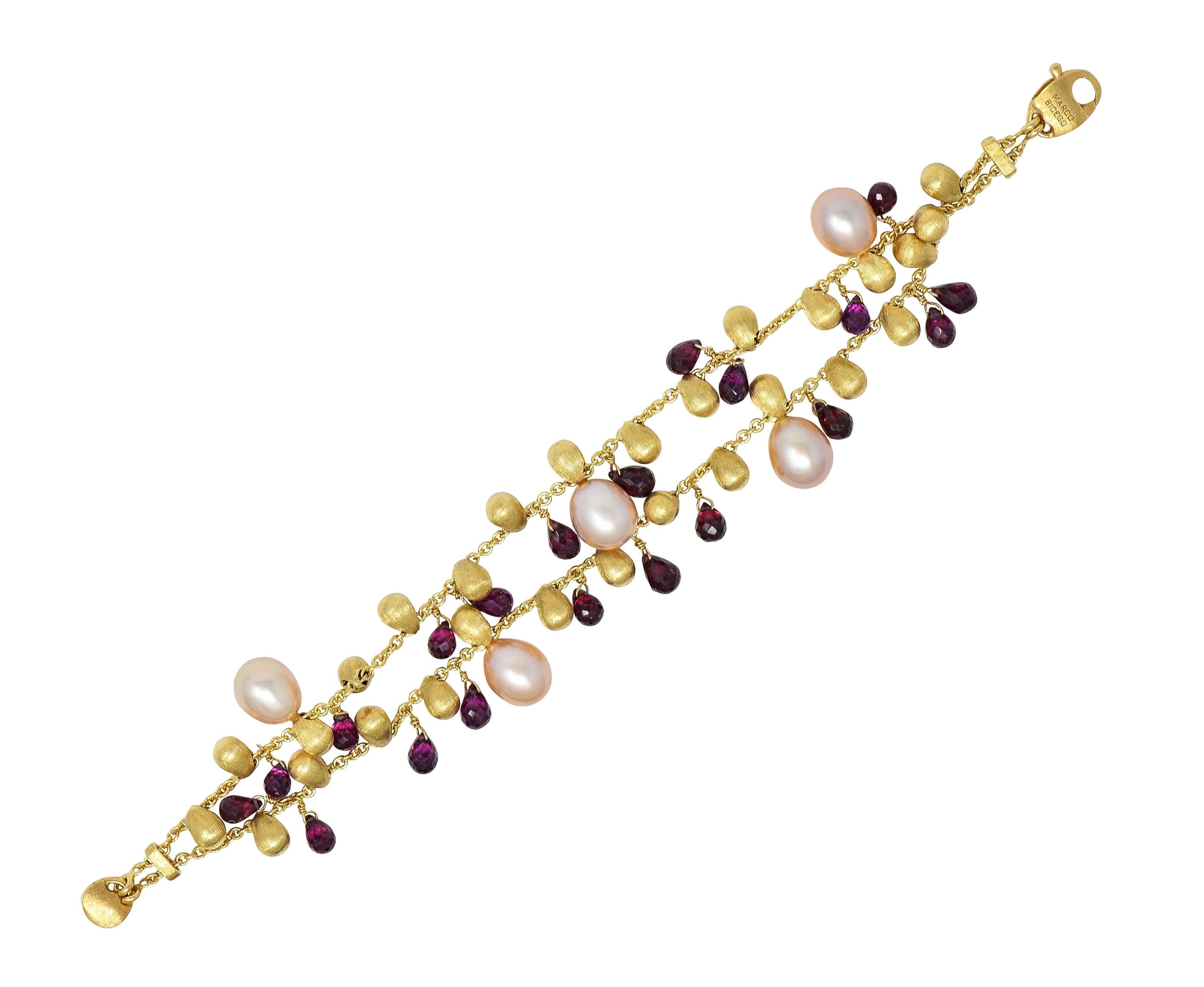 Marco Bicego Freshwater Pearl Garnet 18 Karat Yellow Gold Paradise Bracelet